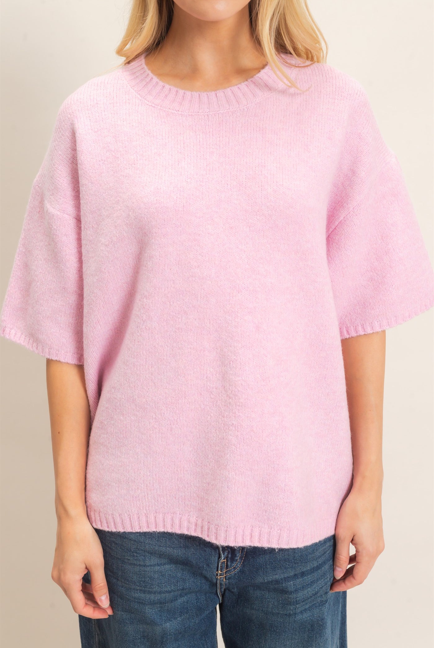 Wholesale Oversized Drop Shoulder Sweater Sweaters HF26E143 PINK HYFVE