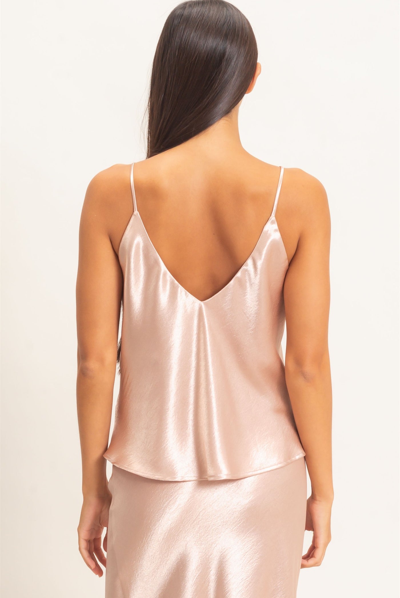 Wholesale V-Neck Satin Cami Top Camisoles DZ26C976 DARK TAUPE DOUBLE ZERO