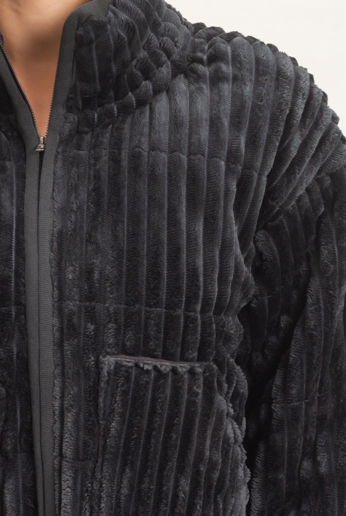Wholesale Quilted Corduroy Zip-Up Jacket Coats & Jackets HF26E753 BLACK HYFVE