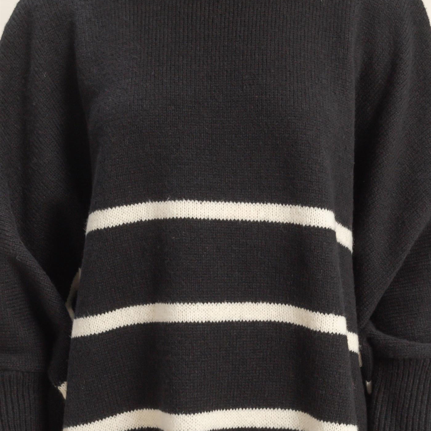 Wholesale Striped Turtle Neck Oversized Sweater Sweaters HF25F290 BLACK HYFVE