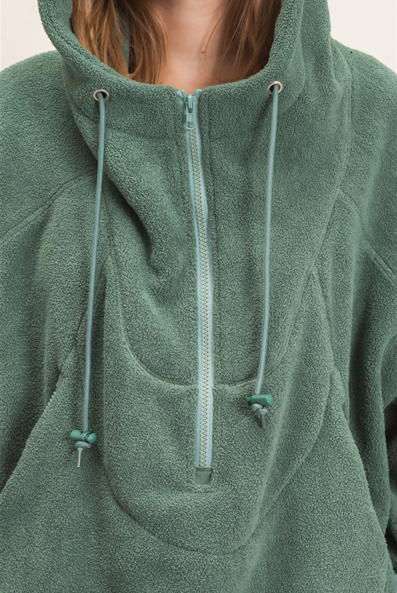 Wholesale Half-Zip Fleece Hoodie Hoodies HF26E561 PISTACHIO HYFVE