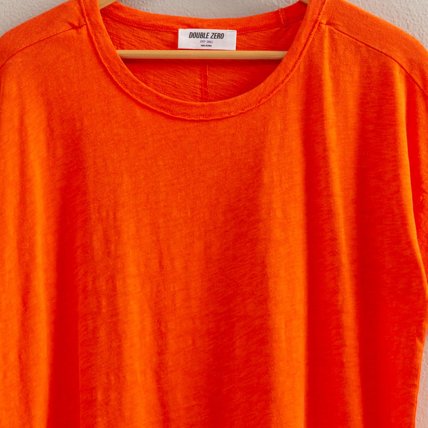 Wholesale Short Sleeve Relaxed Basic Washed Tee Clothing Tops DZ25A671 TOMATO DOUBLE ZERO