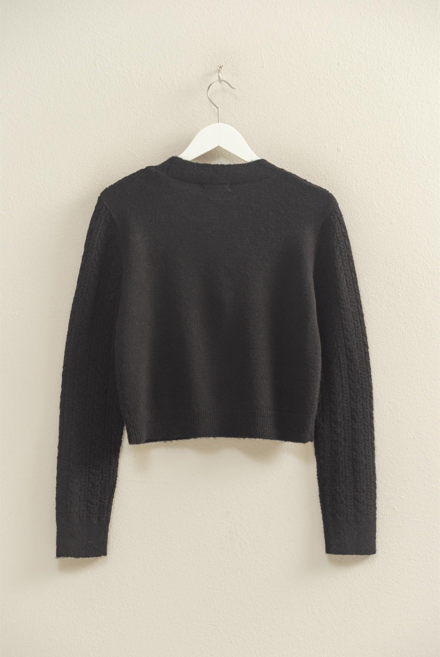 Wholesale Buttoned Cable Knit Sweater Cardigans HF25E396 BLACK DOUBLE ZERO