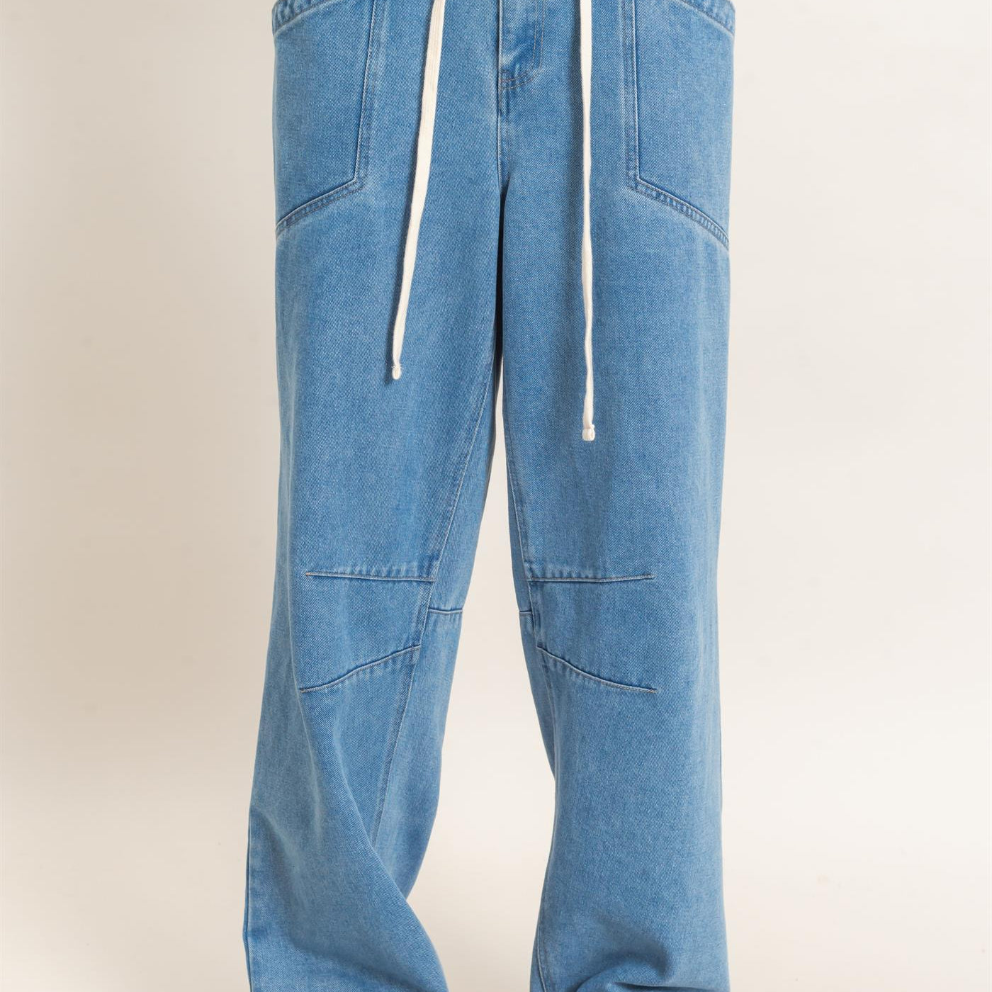 Wholesale Elastic Waist Denim Pants Pants DZ26F306 MEDIUM BLUE DOUBLE ZERO