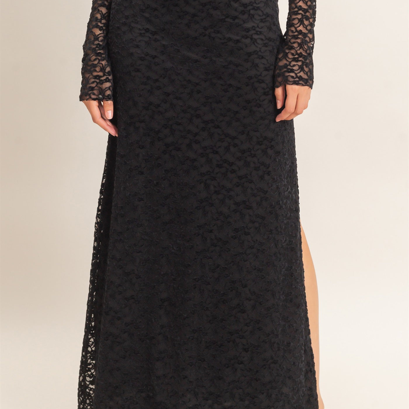 Wholesale Velvet Lace Maxi Skirt Skirts HF26E702 BLACK HYFVE
