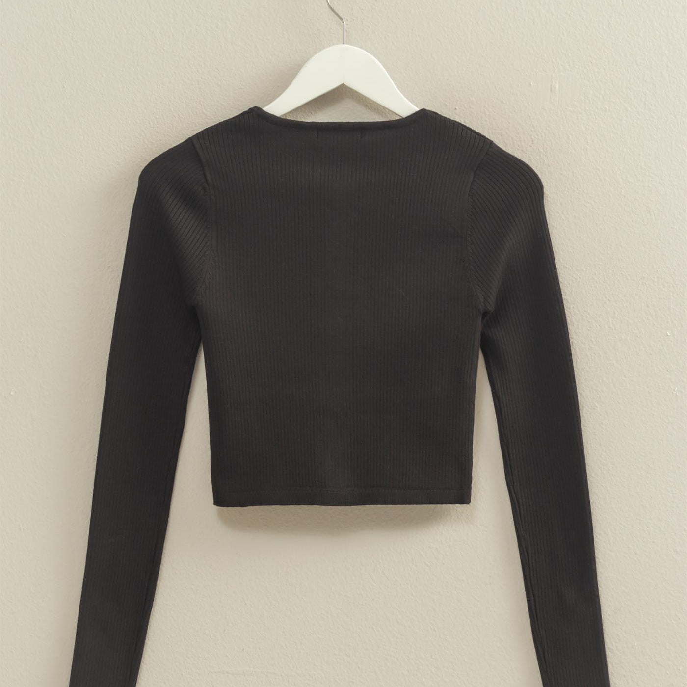 Wholesale Button-Up Ribbed Knit Top Sweaters HF25E930 BLACK HYFVE