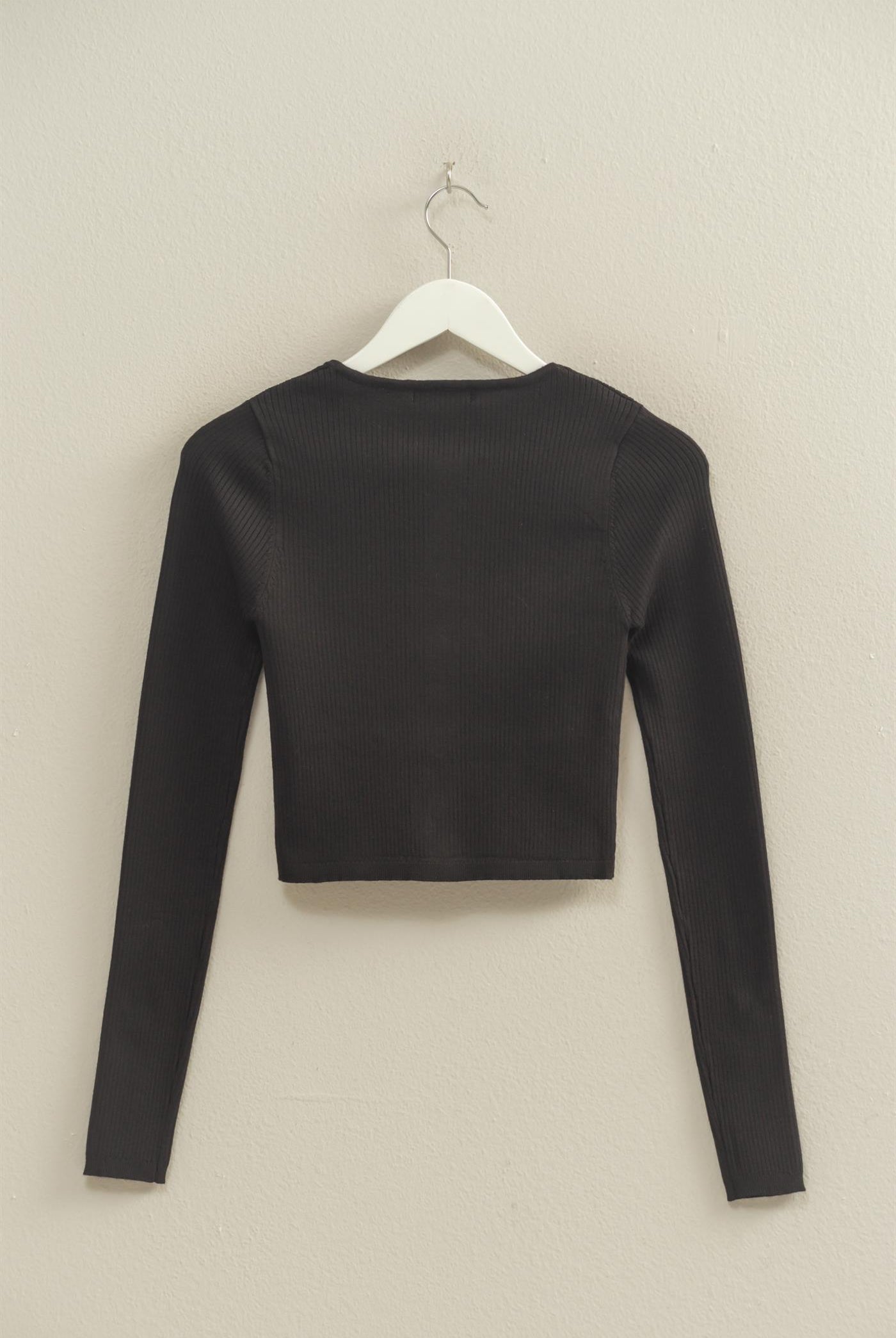 Wholesale Button-Up Ribbed Knit Top Sweaters HF25E930 BLACK HYFVE