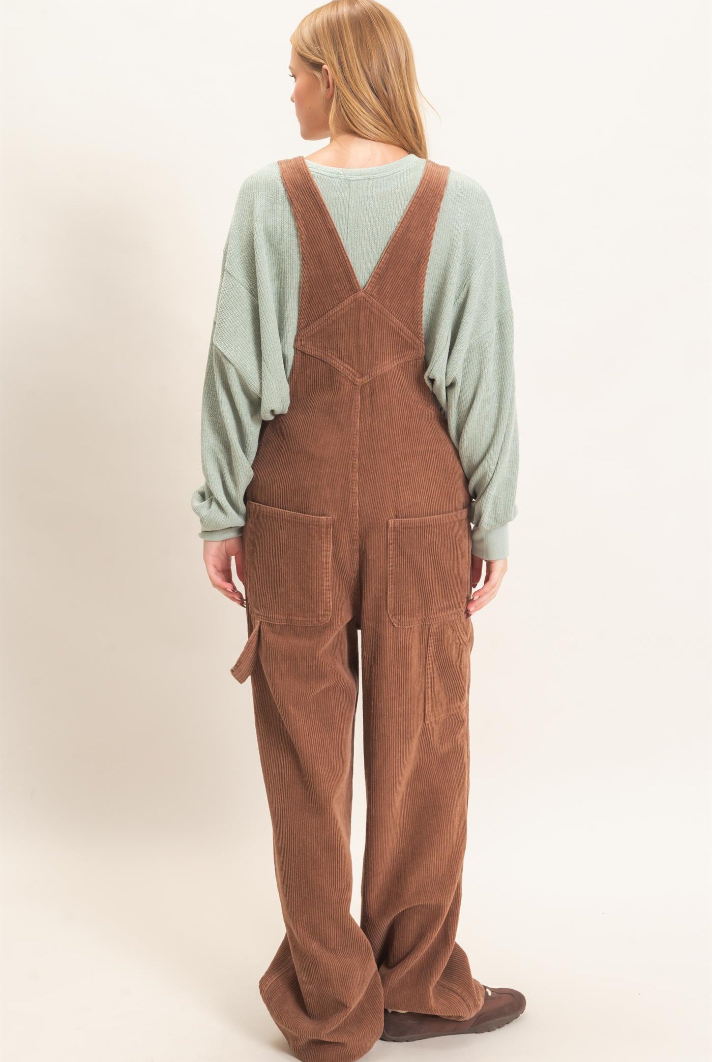 Wholesale Mineral Wash Corduroy Overalls Clothing HF26F210-D BROWN HYFVE