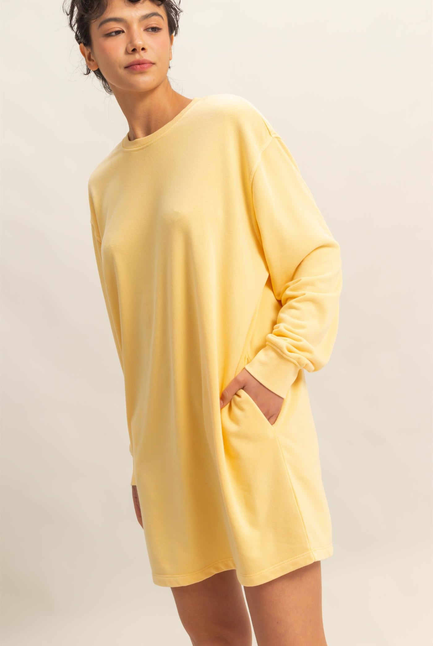 Wholesale Long Sleeve Oversized Mini Dress Dresses DZ25E114 SUNFLOWER DOUBLE ZERO