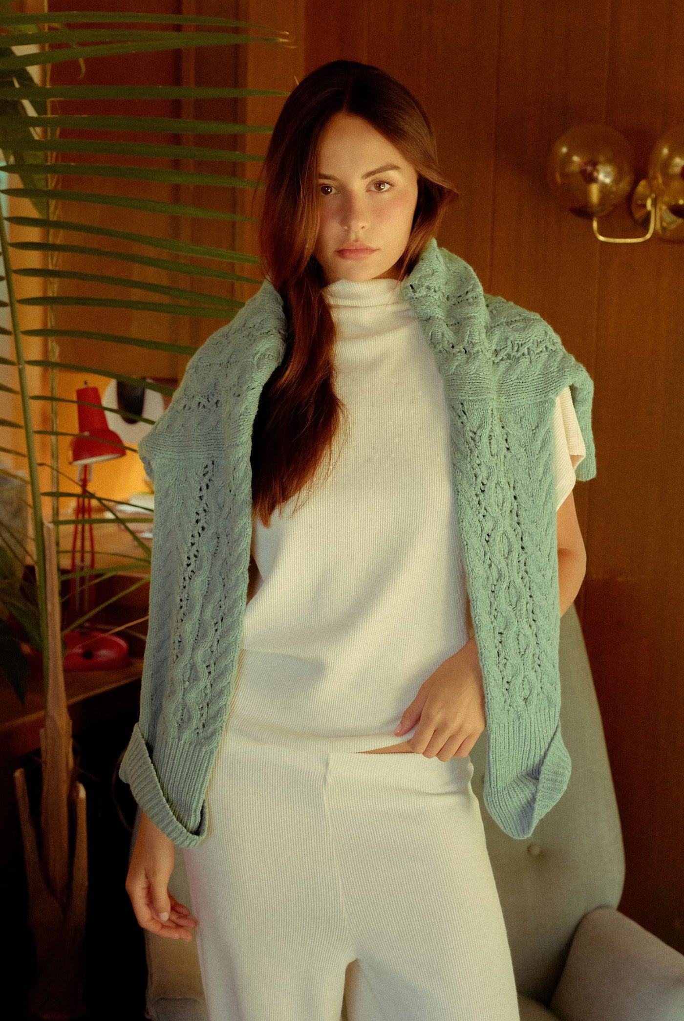 Wholesale Cable Knit Henley Sweaters HF26E552 CALMING GREEN HYFVE