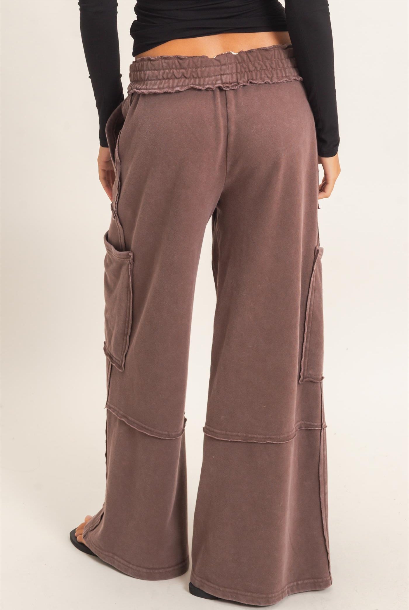 Wholesale Mineral Wash Cargo Pocket Pants Pants DZ26C963 DARK BROWN DOUBLE ZERO