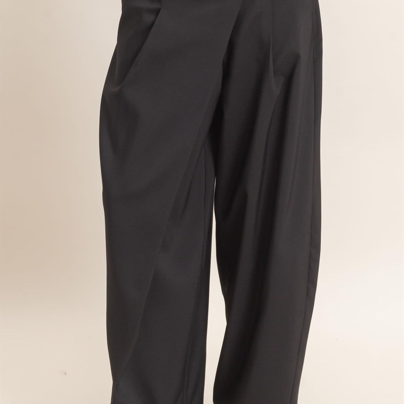 Wholesale Asymmetrical Overlap Pleated Pant Pants HF26C885 BLACK HYFVE
