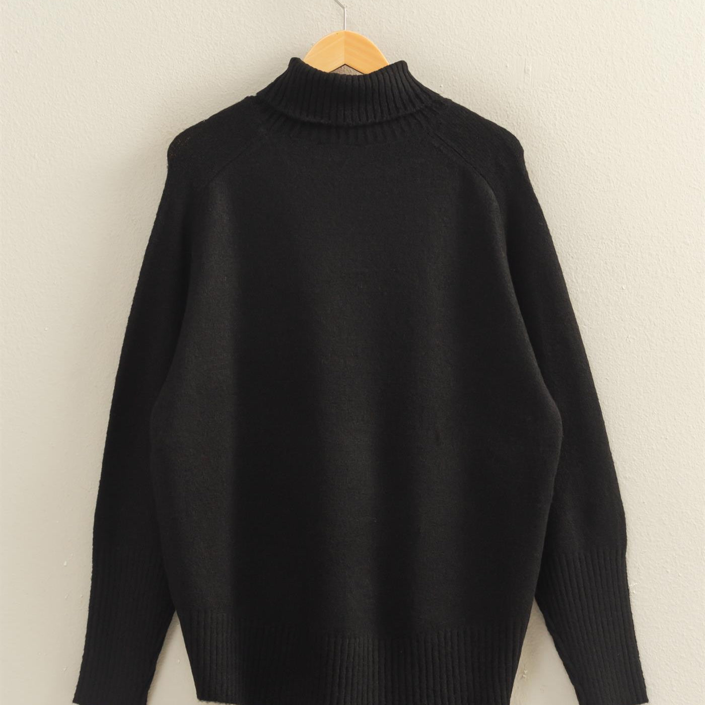 Wholesale Oversized High Low Turtleneck Sweater Sweaters DZ25C943 BLACK DOUBLE ZERO