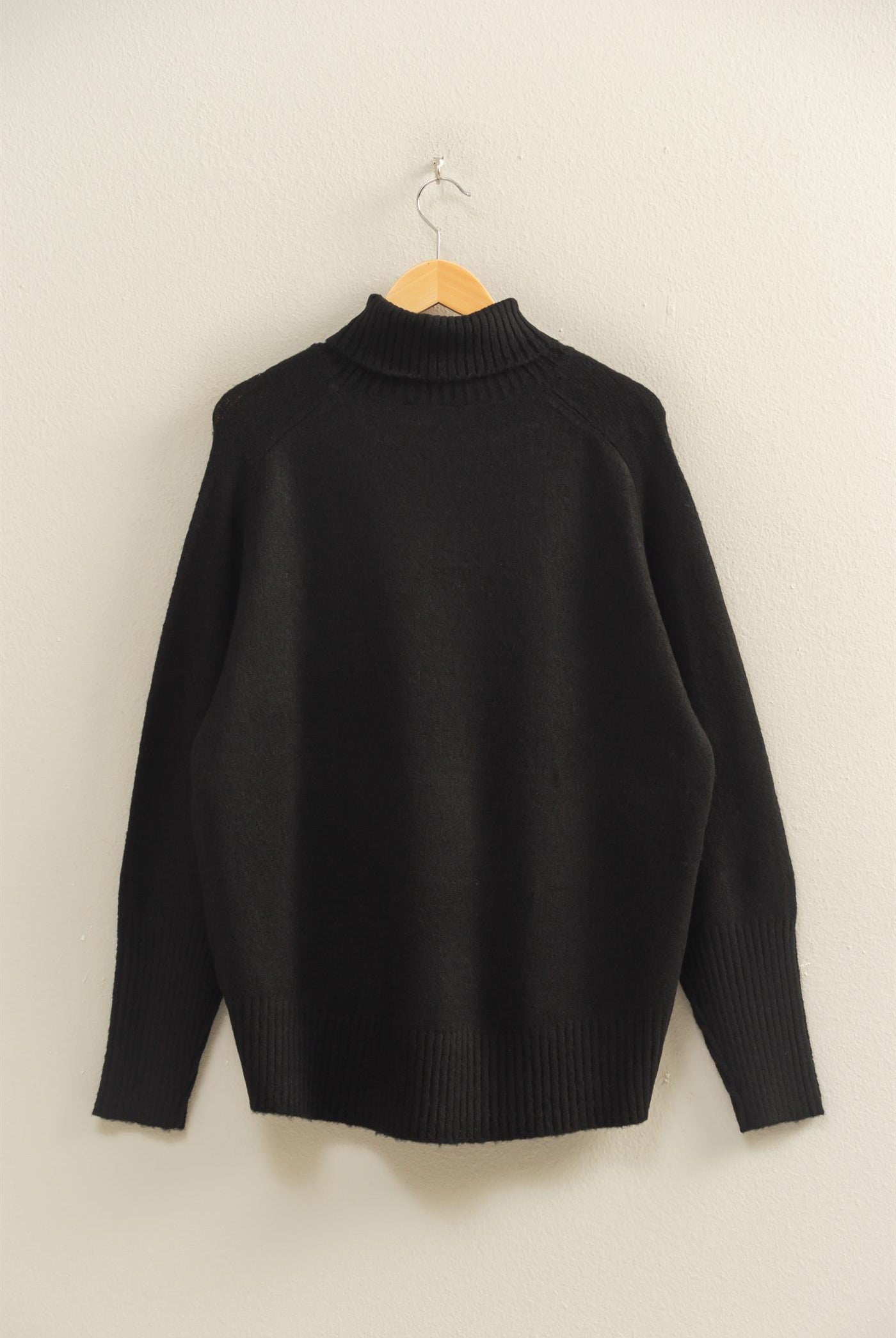 Wholesale Oversized High Low Turtleneck Sweater Sweaters DZ25C943 BLACK DOUBLE ZERO