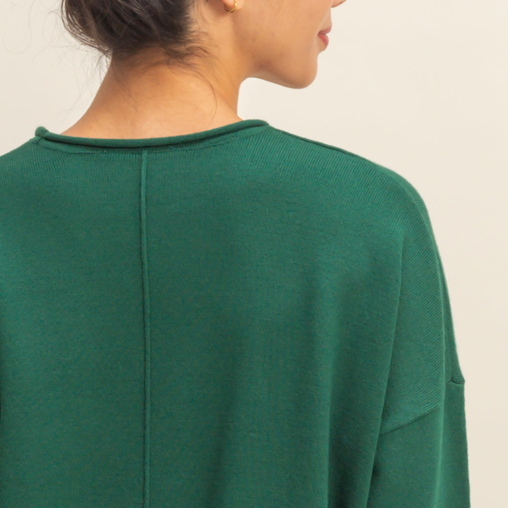 Wholesale Not A Player Roll Neck Drop Shoulder Sweater Sweaters DZ25C938 DARK GREEN DOUBLE ZERO