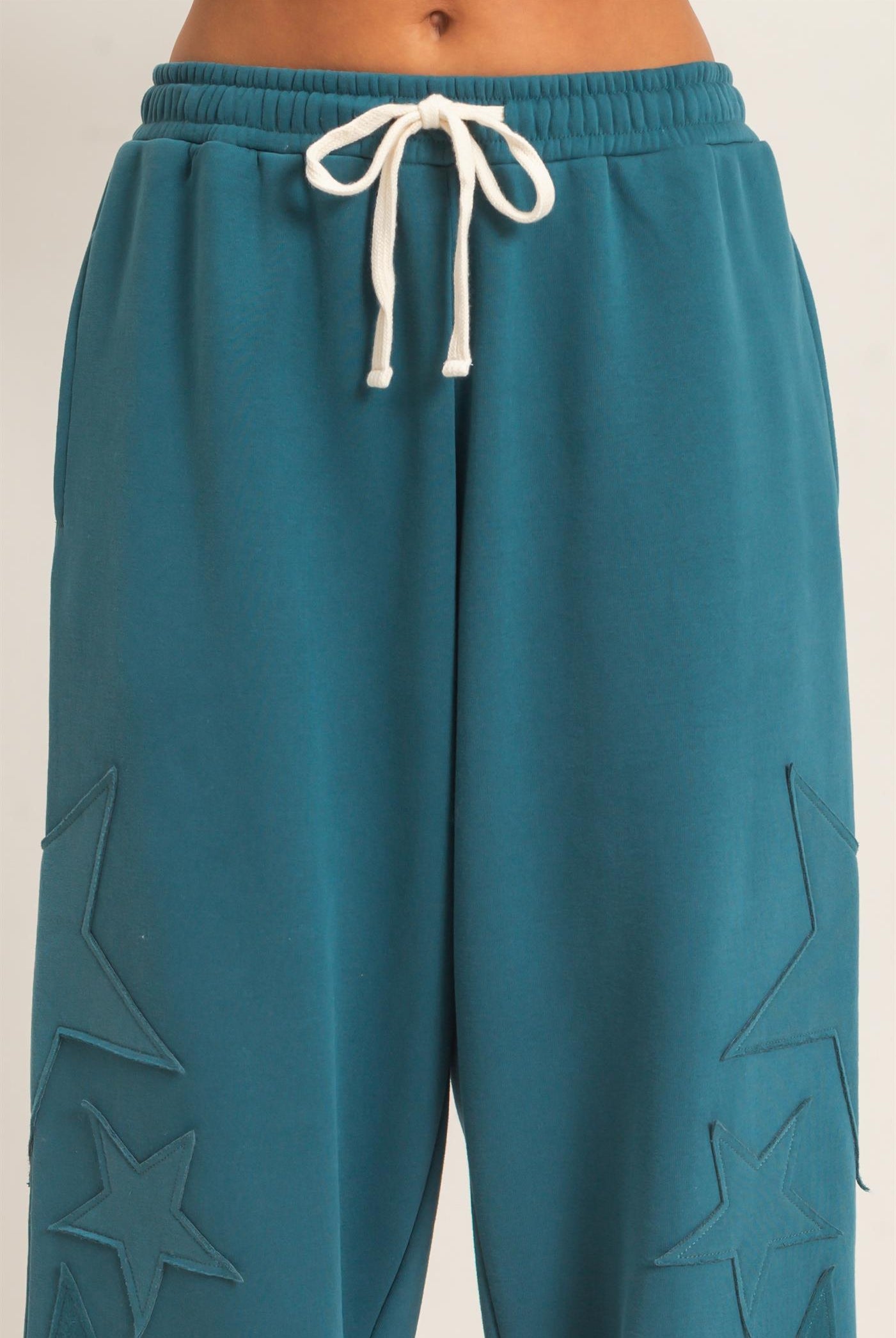 Wholesale Star Patch Jogger Pants Joggers DZ26E889 DARK TEAL DOUBLE ZERO