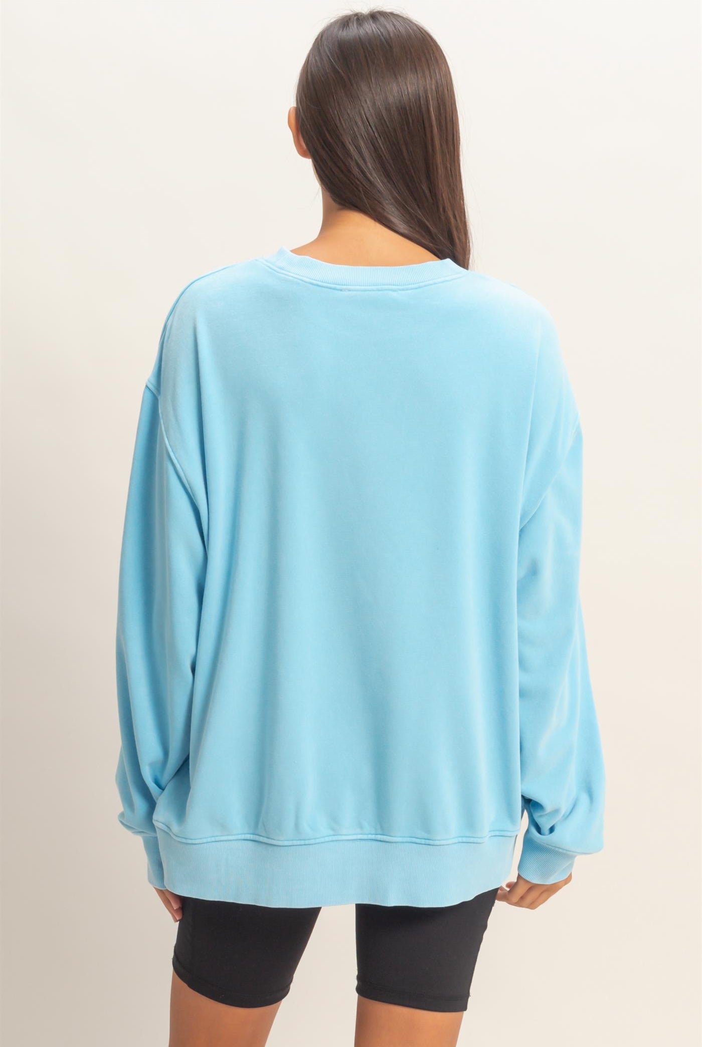 Wholesale Mineral Washed Crew Neck Sweatshirt Sweatshirts DZ26A262 BLUE DOUBLE ZERO