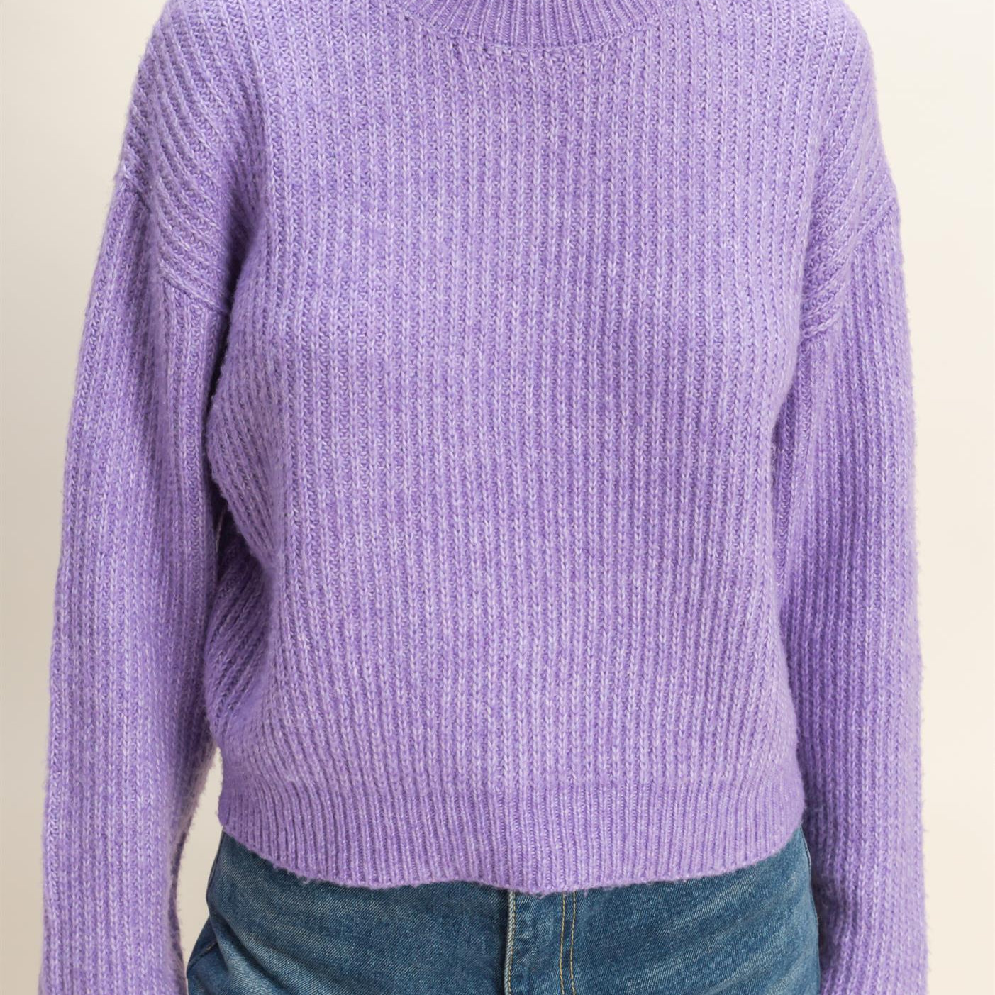 Wholesale Ribbed Crew Neck Sweater Sweaters DZ25F006 IRIS PURPLE DOUBLE ZERO