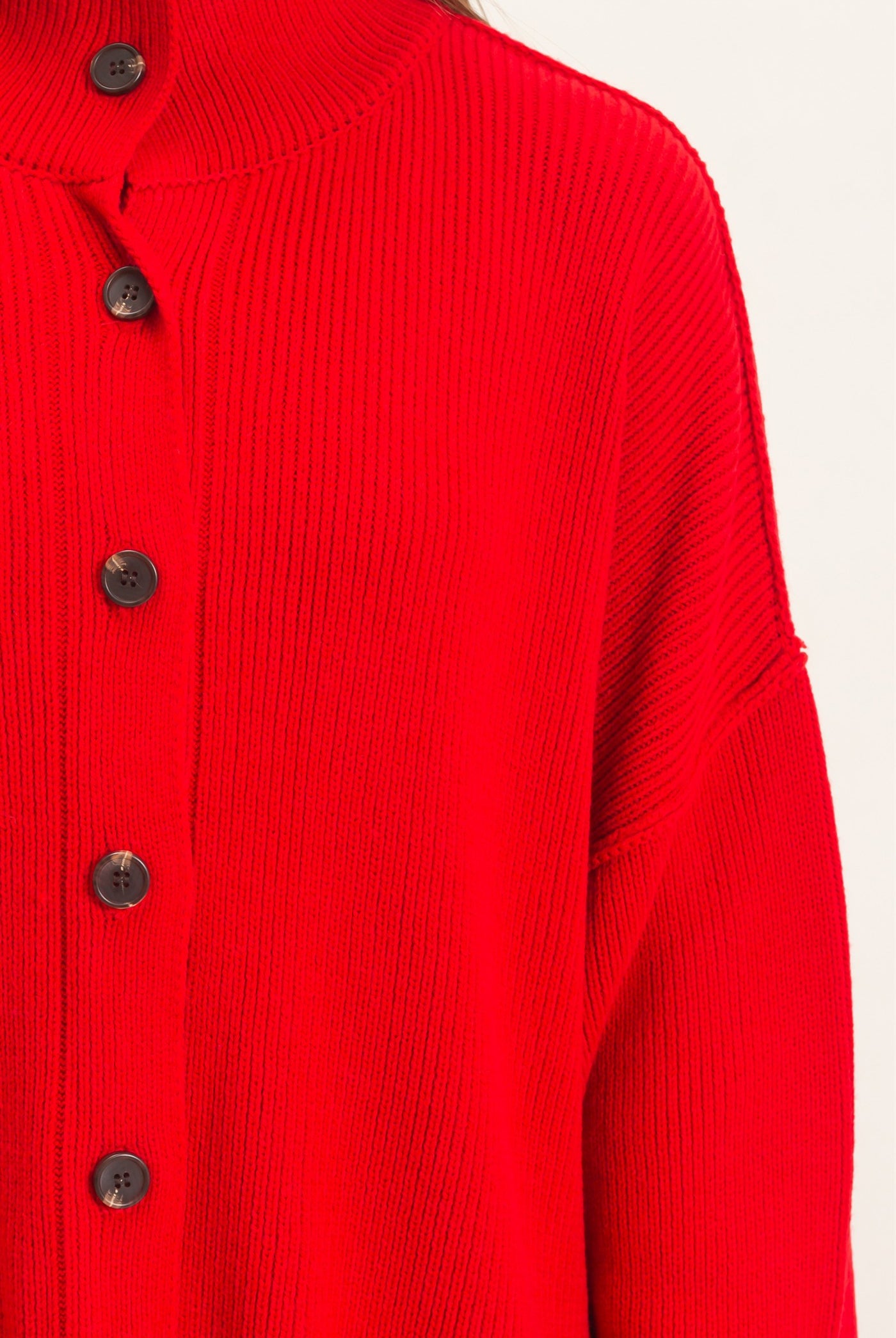Wholesale High Neck Oversized Cardigan Cardigans DZ26E280 RED DOUBLE ZERO