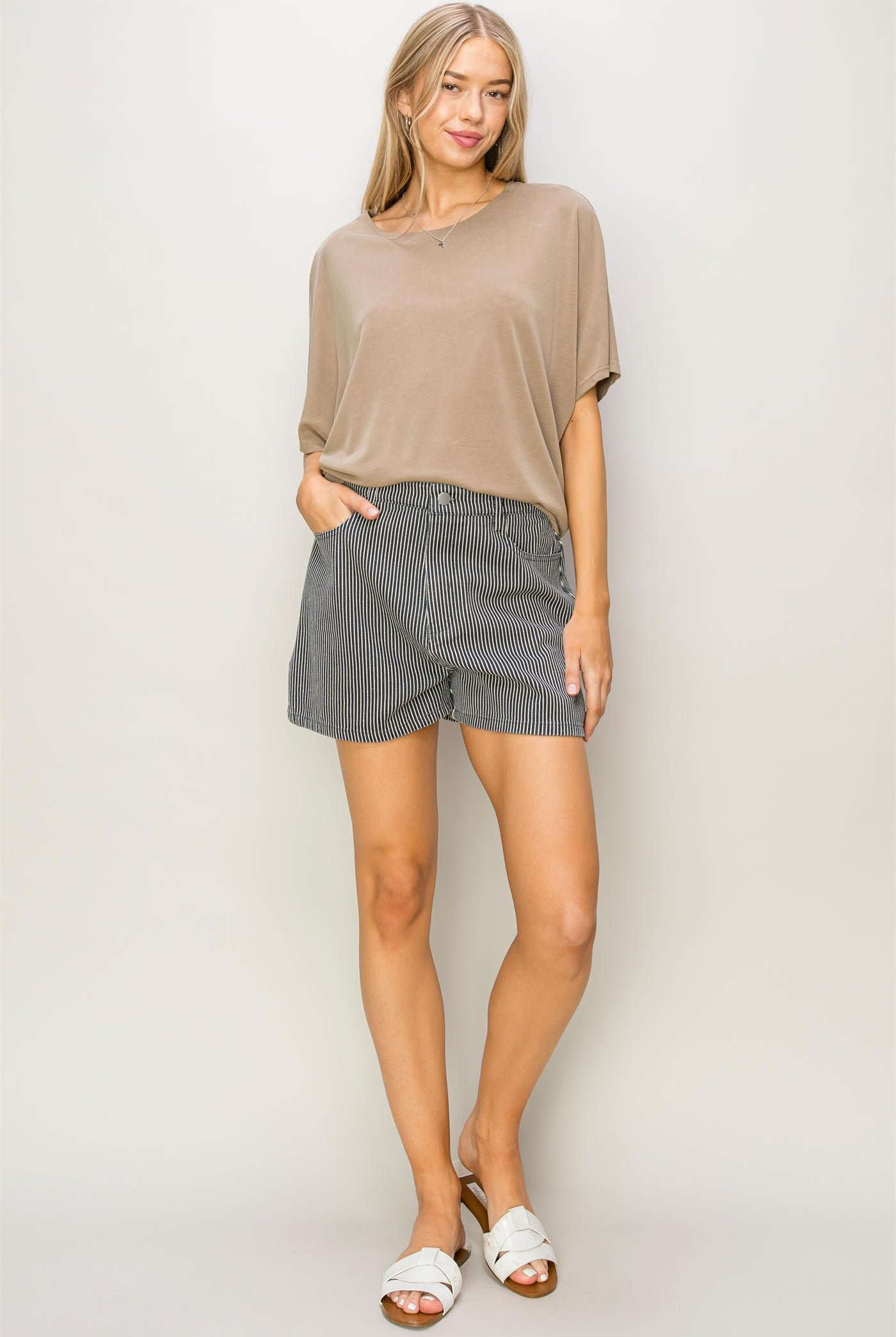 Wholesale D-Elbow Length Dolman Sleeve Top Clothing Tops DZ24C199-D MOCHA BROWN DOUBLE ZERO