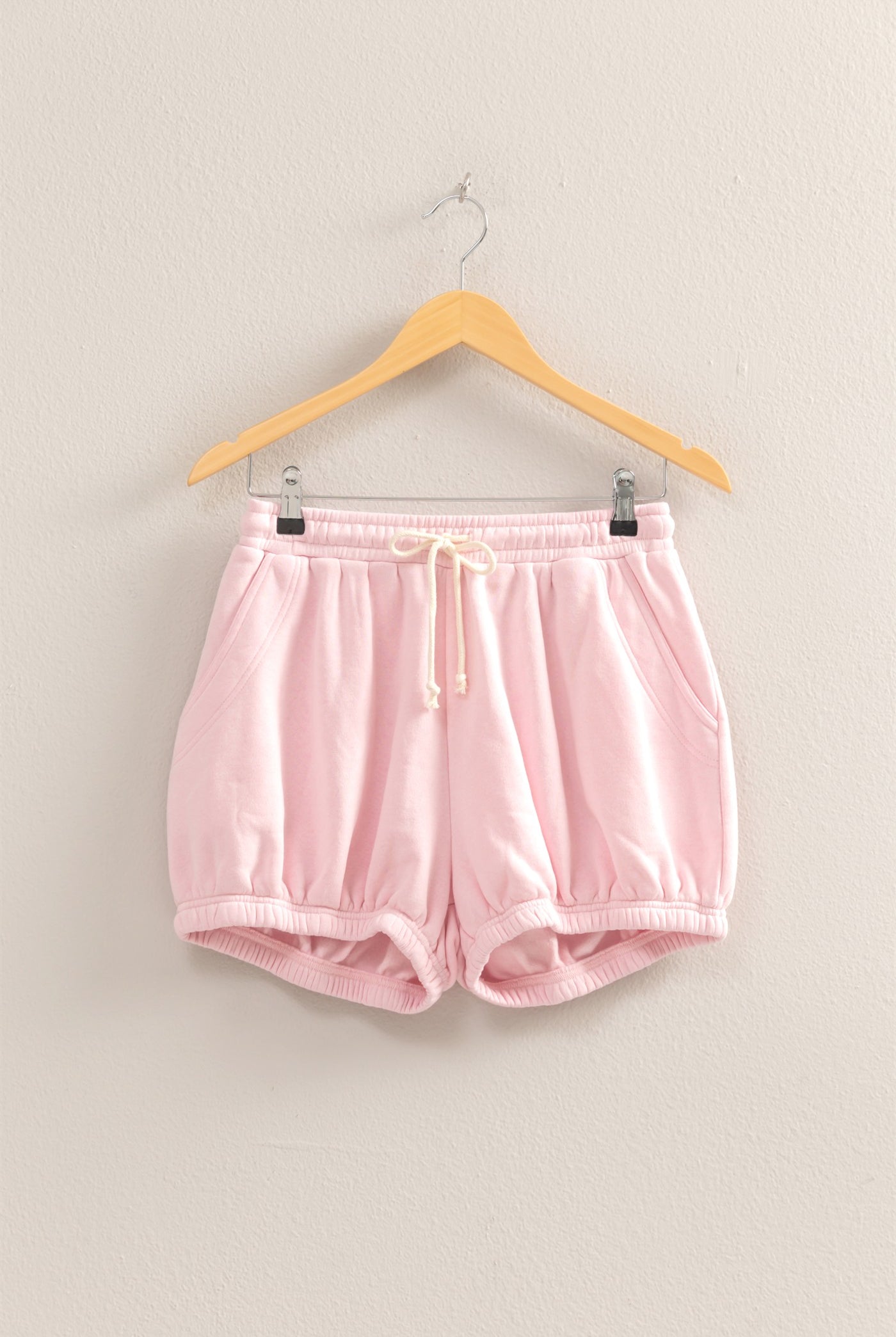 Wholesale Drawstring Waist Bubbled Hem Shorts Shorts DZ25A702 SOFT PINK DOUBLE ZERO
