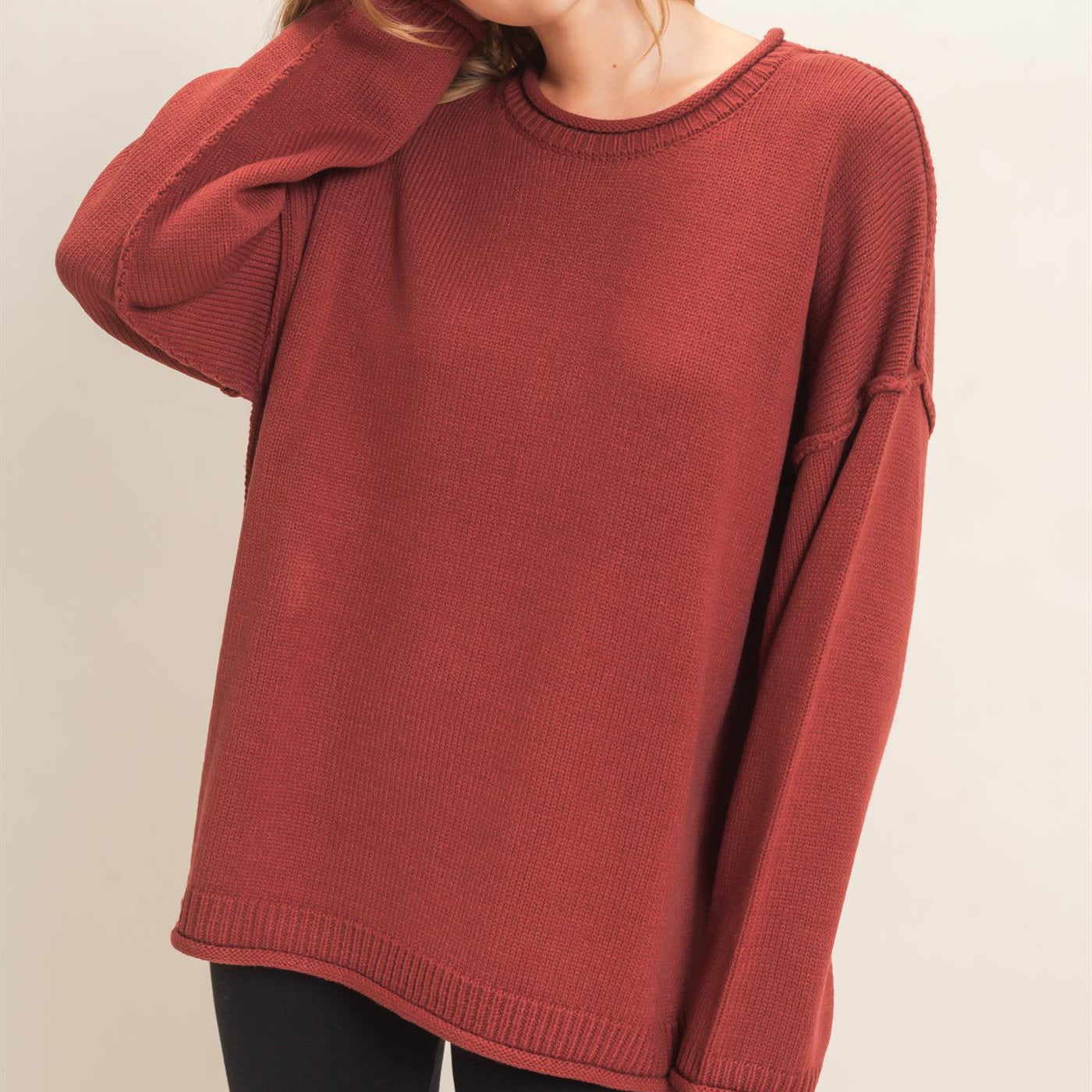 Wholesale Ribbed Crew Neck Sweater Sweaters HF26E769 COPPER BROWN HYFVE