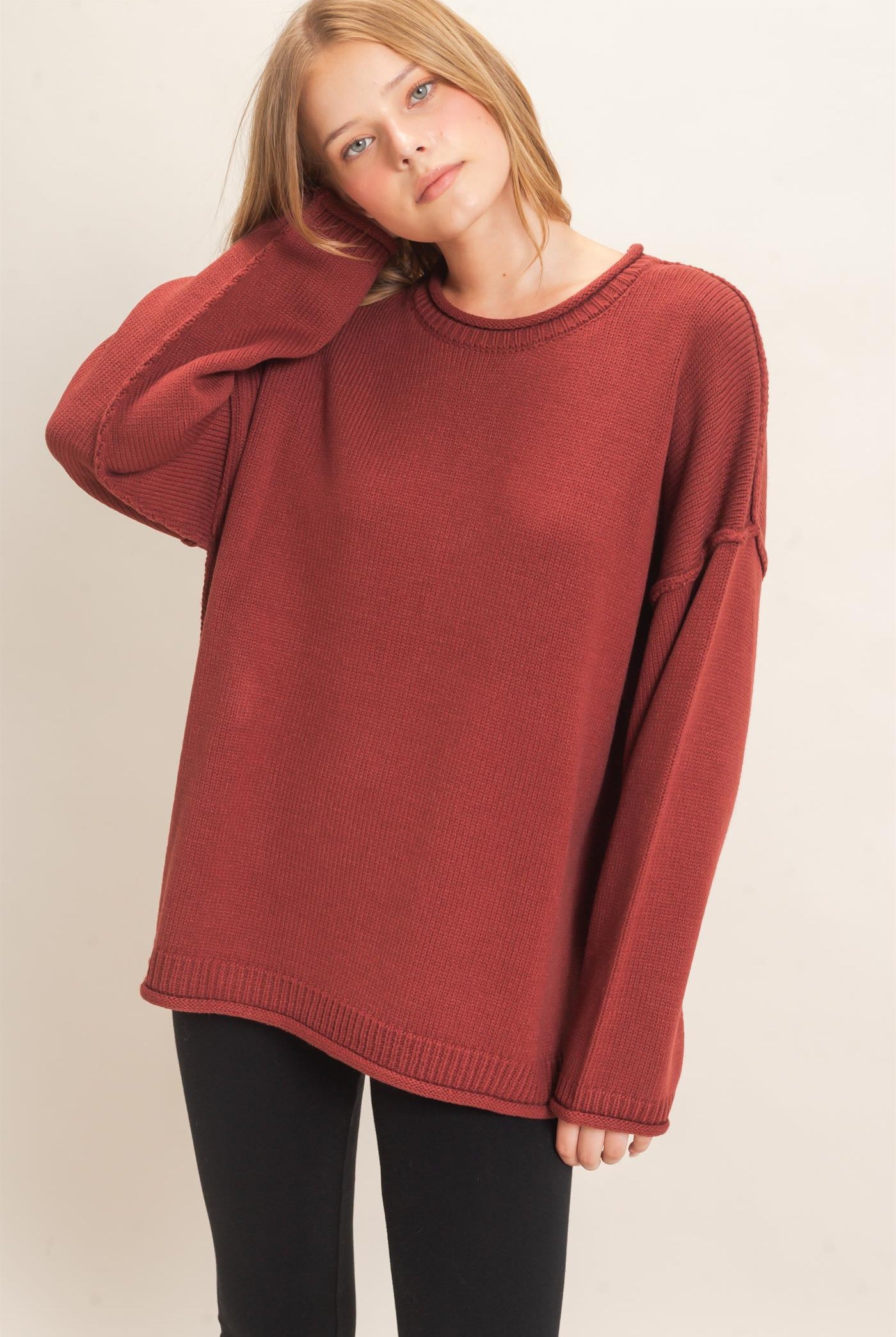 Wholesale Ribbed Crew Neck Sweater Sweaters HF26E769 COPPER BROWN HYFVE
