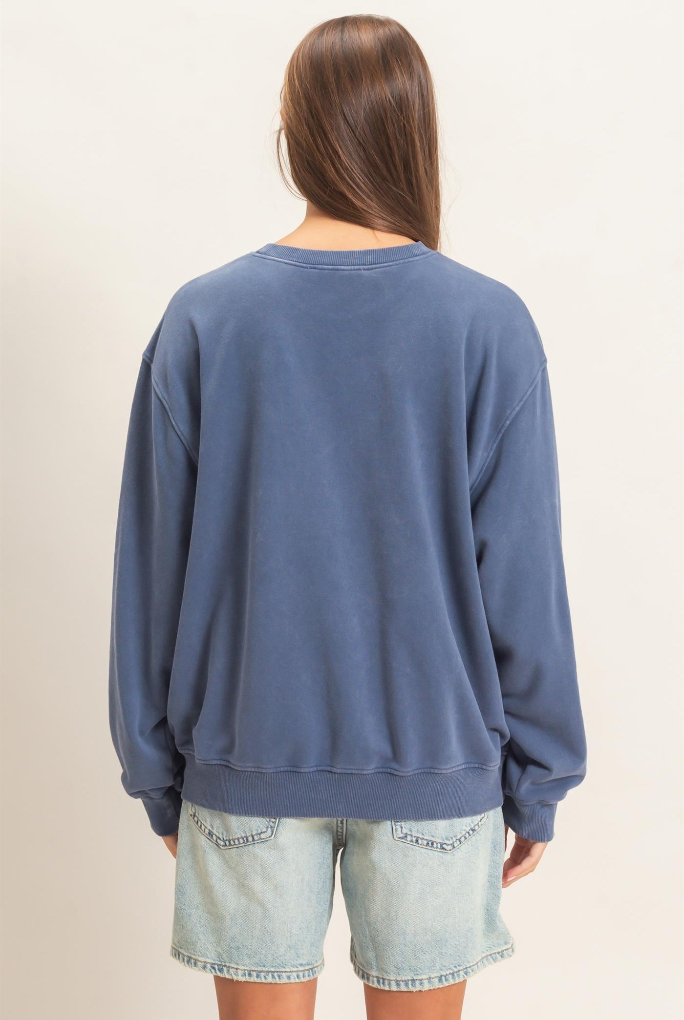 Wholesale Mineral Wash Crew Neck Sweatshirt Sweatshirts DZ26E990 NAVY DOUBLE ZERO