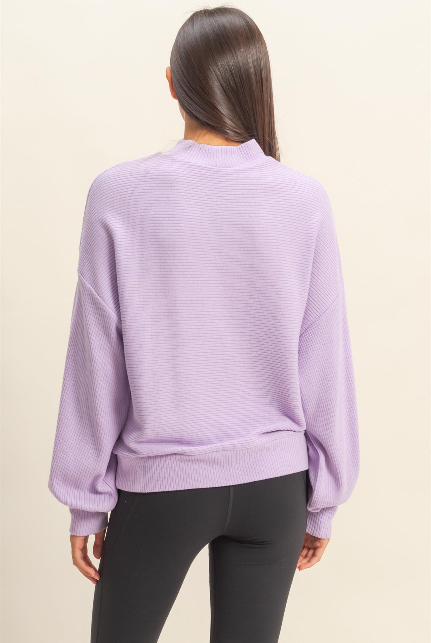 Wholesale Ribbed Balloon Sleeve Top Clothing Tops DZ24A099 TARO DOUBLE ZERO