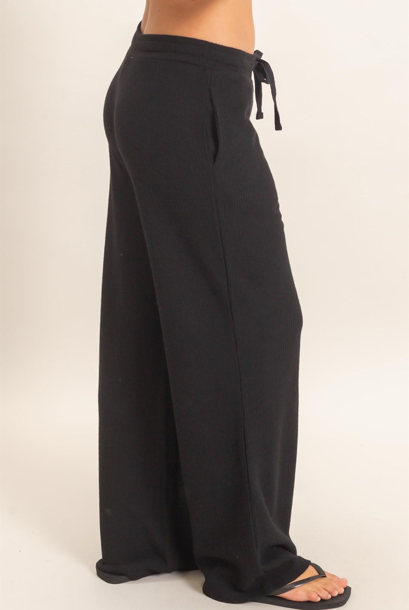 Wholesale Brushed Waffle Drawstring Pants Pants DZ26F313 BLACK DOUBLE ZERO