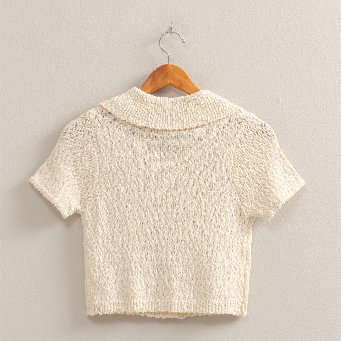 Wholesale Everyday Button-Front Crop Sweater Top Clothing Tops DZ25C171 CREAM DOUBLE ZERO