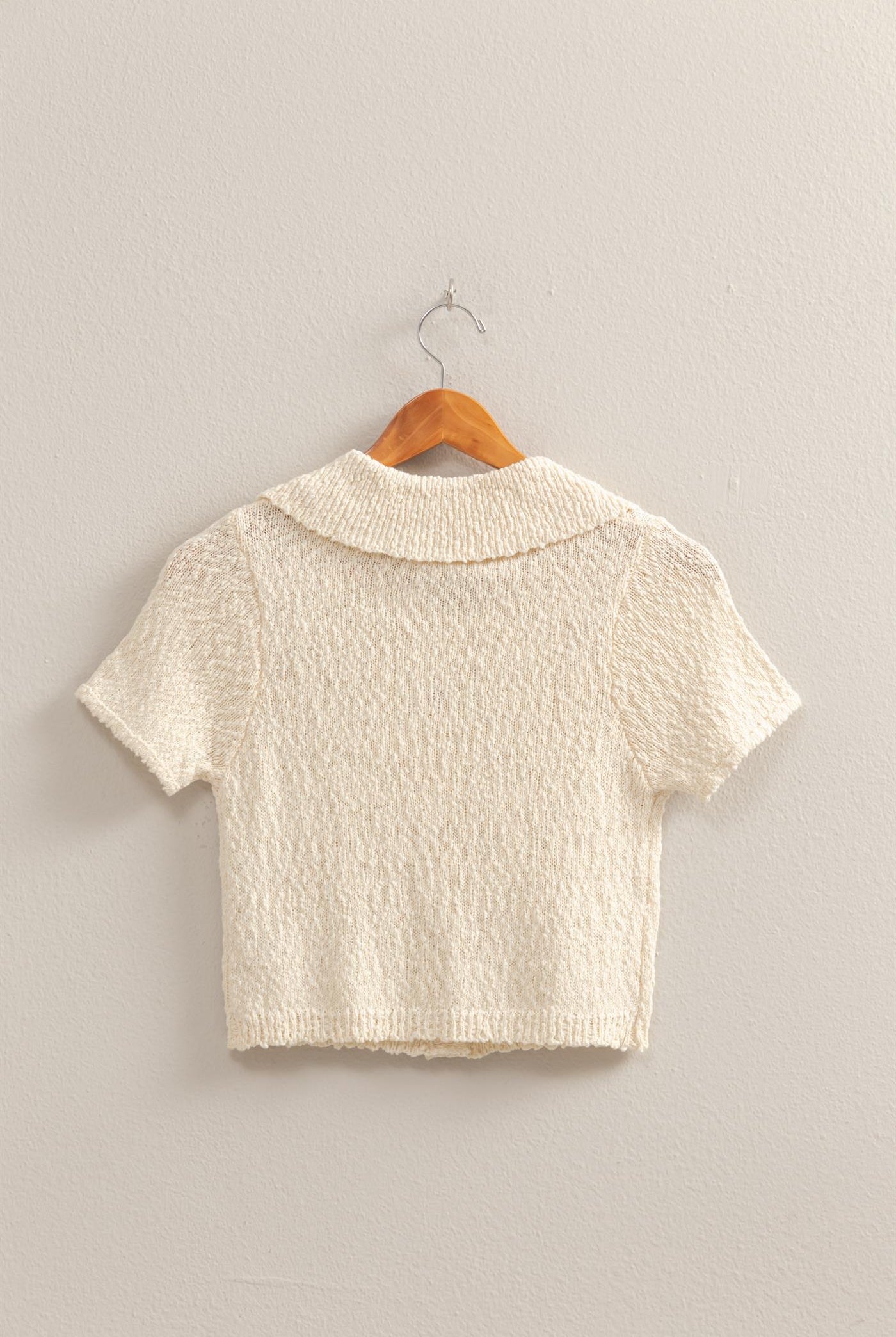 Wholesale Everyday Button-Front Crop Sweater Top Clothing Tops DZ25C171 CREAM DOUBLE ZERO