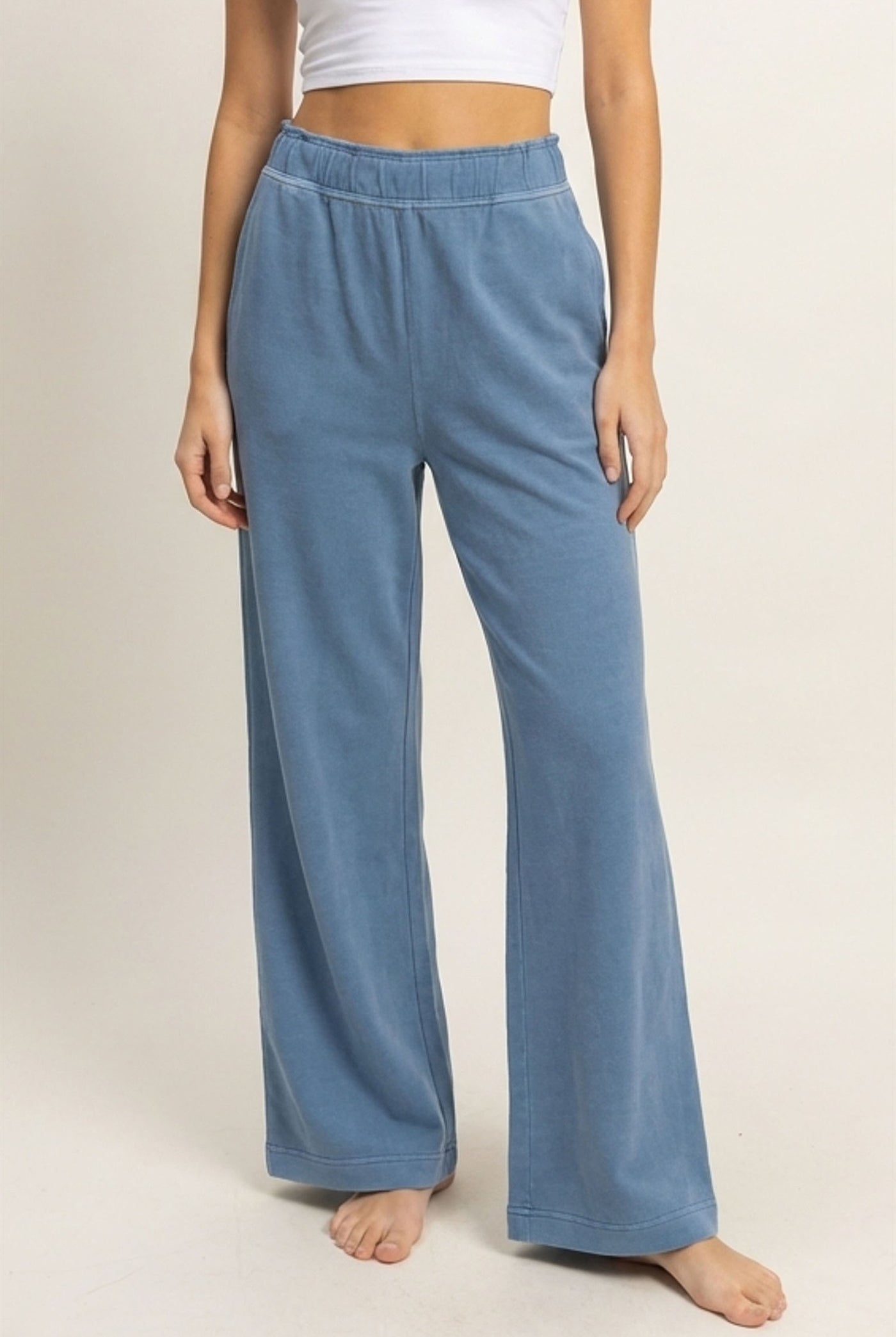 Wholesale High Waist Flare Pants Pants DZ24C346-D GRAY BLUE DOUBLE ZERO