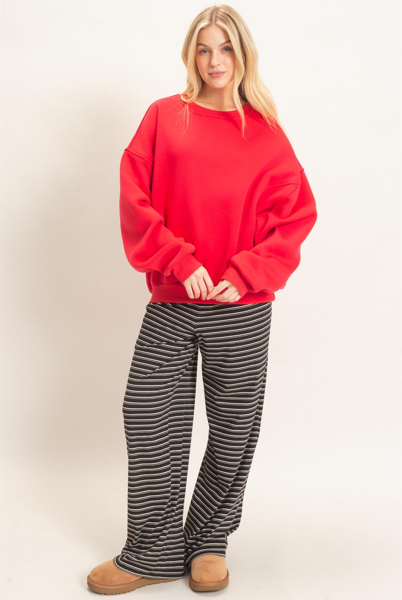 Wholesale Oversized Dropped Shoulder Sweatshirt Sweatshirts HF26F141 RED HYFVE