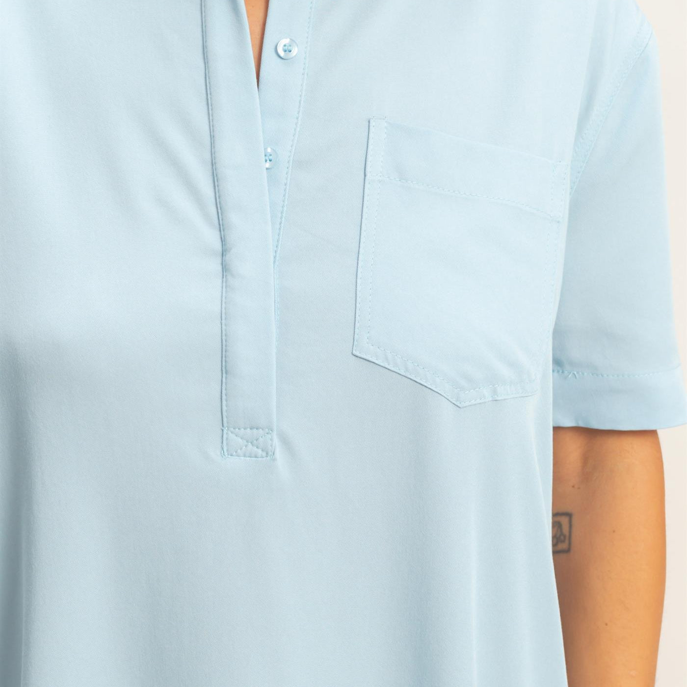 Wholesale Collared Shirt Dress Dresses HF26E427-D L.BLUE HYFVE