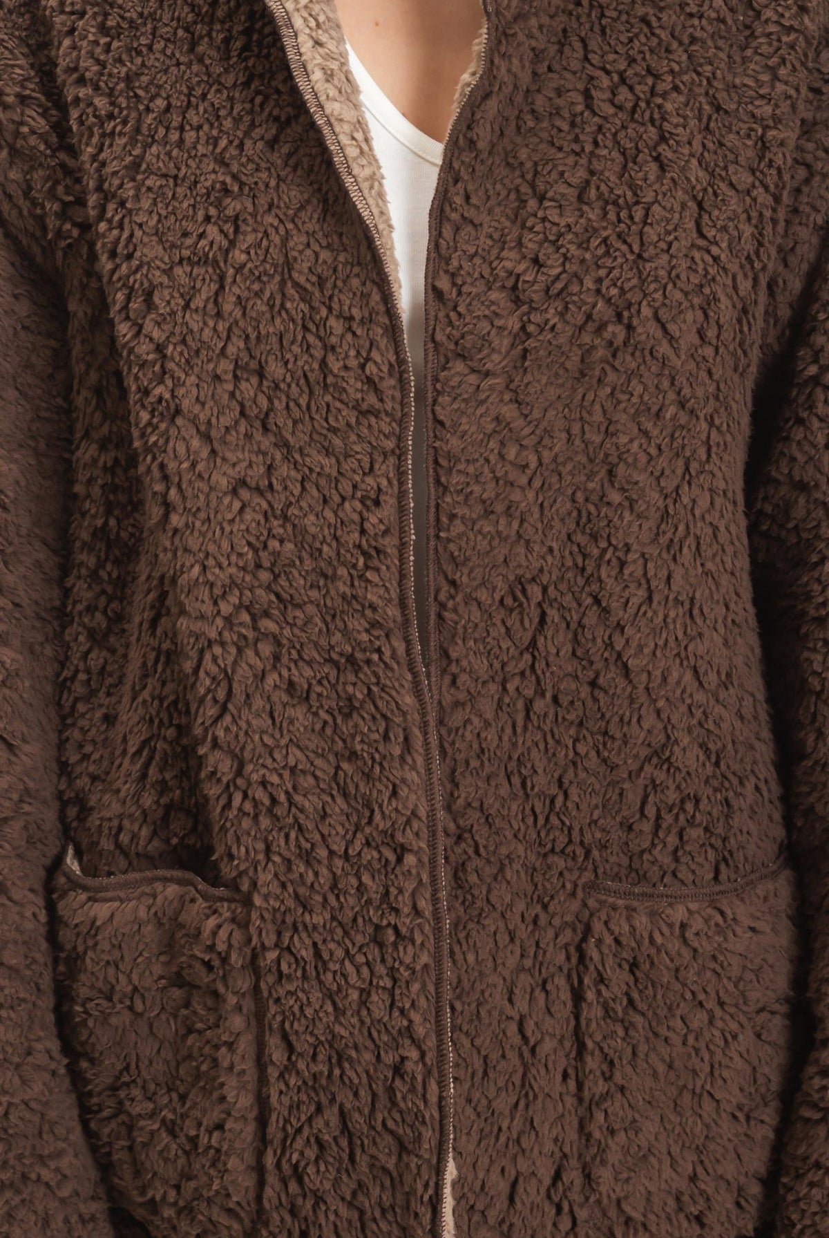 Wholesale Hooded Sherpa Jacket Coats & Jackets HF26E874 DARK BROWN HYFVE