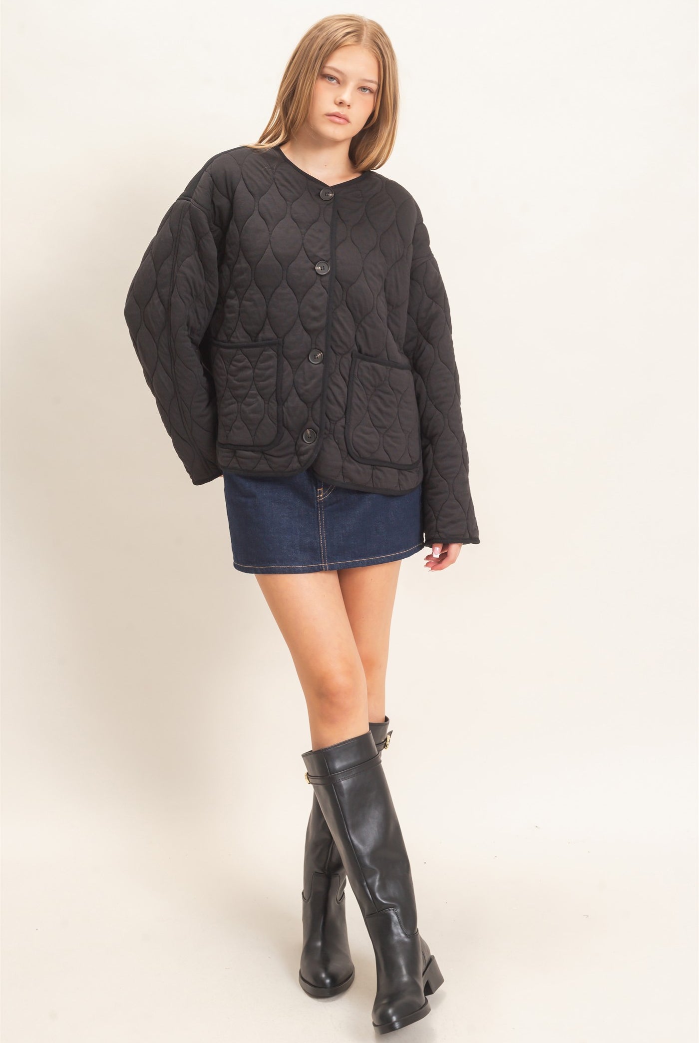 Wholesale Diamond Quilted Jacket Coats & Jackets HF26E370 BLACK HYFVE