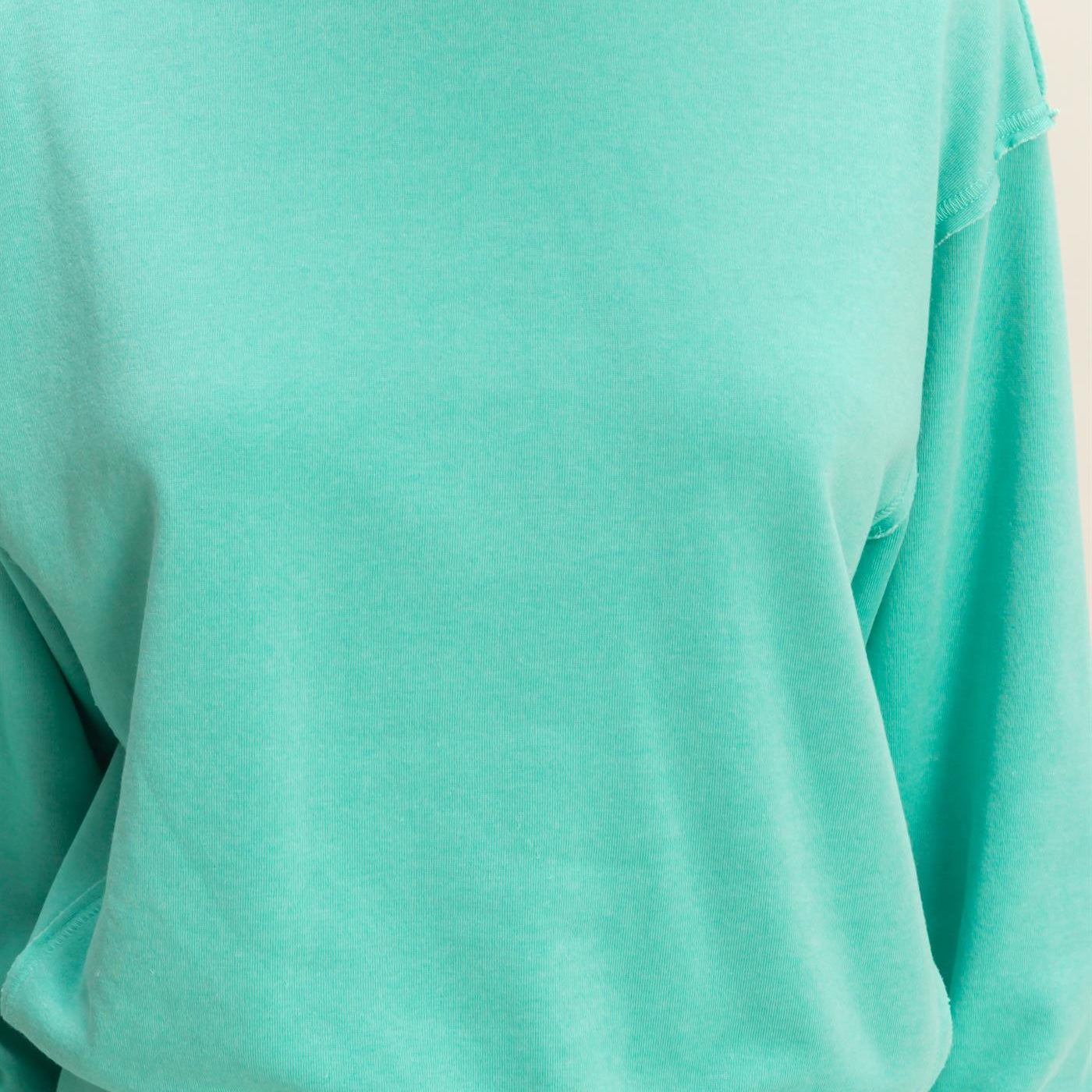 Wholesale Raw Edge Detail Burnout Sweatshirt Sweatshirts DZ26A048 TURQUOISE DOUBLE ZERO