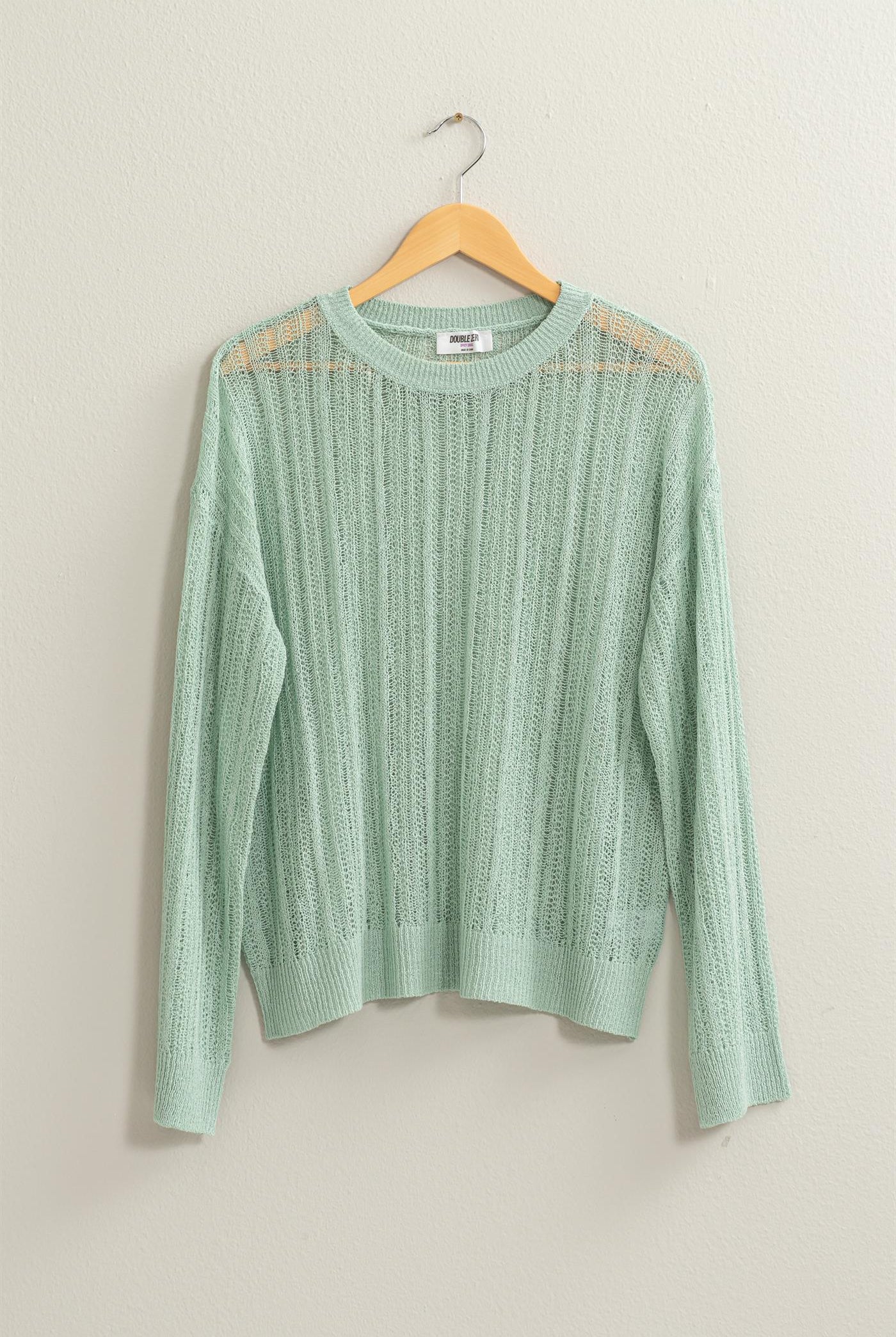 Wholesale Drop Shoulder Sweater Clothing Tops DZ24A477-D MINT DOUBLE ZERO