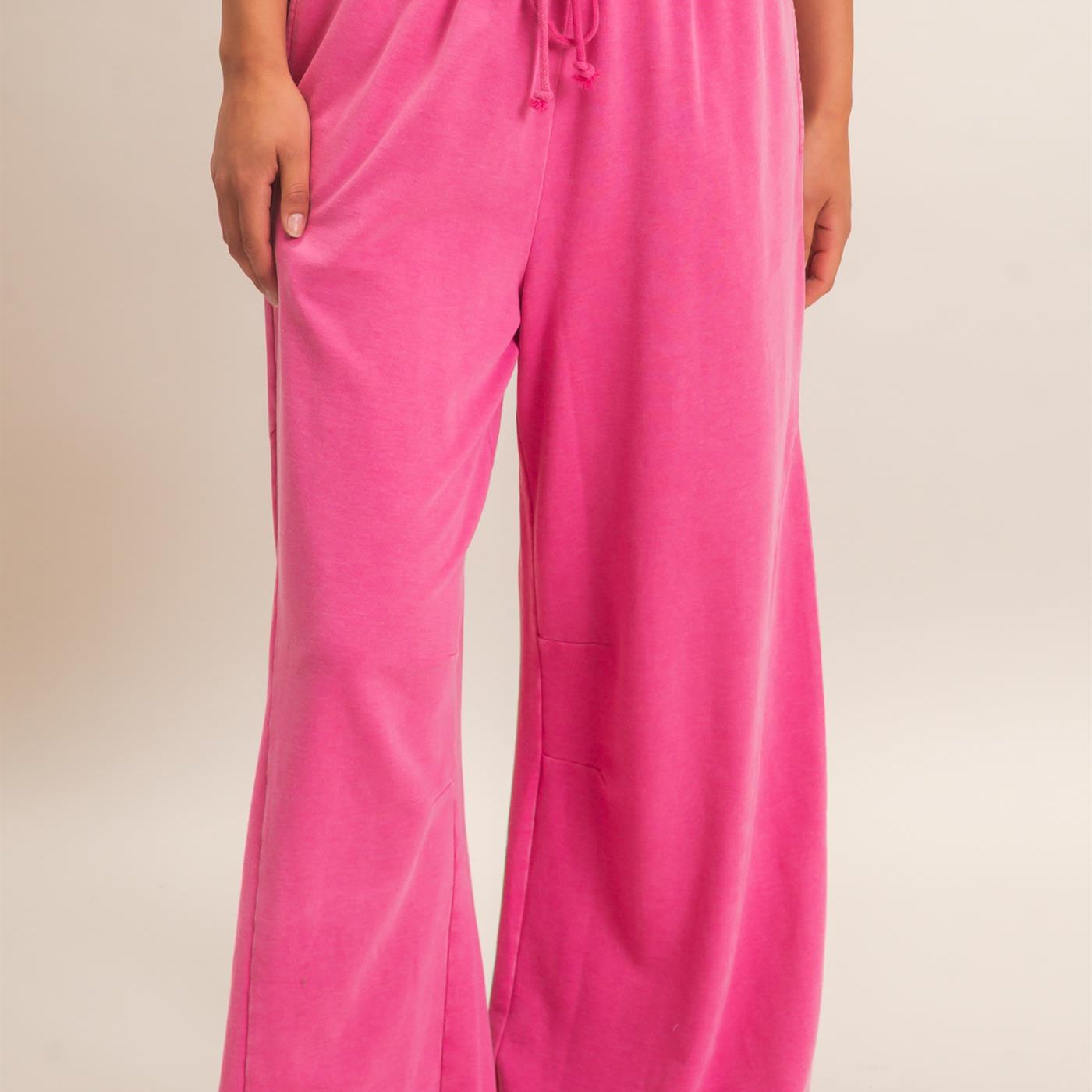 Wholesale Mineral Washed Wide Leg Pants Pants DZ26F082 FUCHSIA DOUBLE ZERO