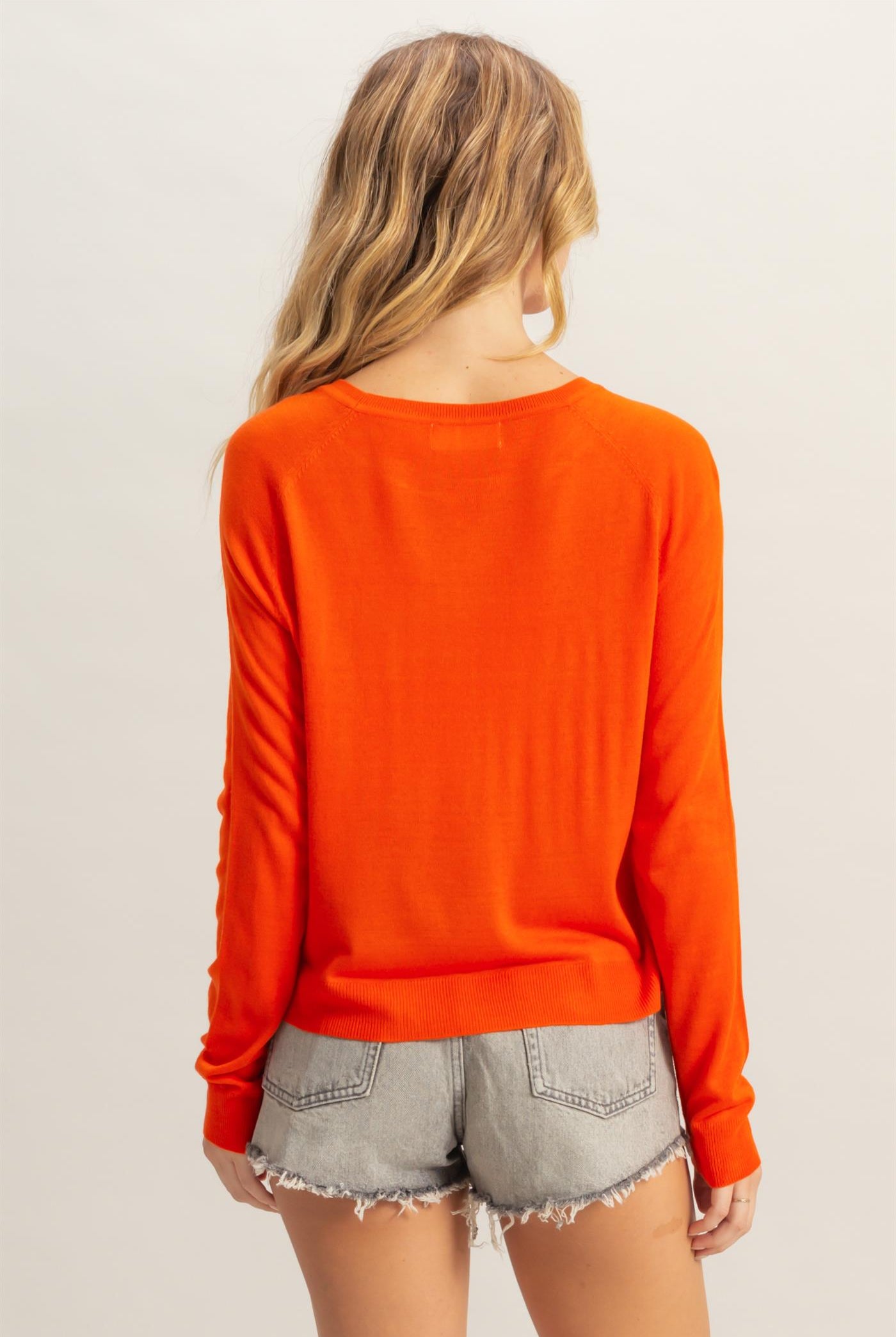 Wholesale Round Neck Raglan Sleeve Knit Top Sweaters DZ25C061 TOMATO DOUBLE ZERO