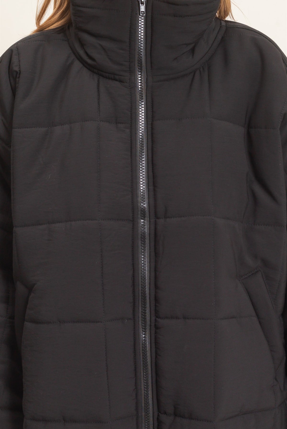 Wholesale Quilted Mock Neck Zip-Up Puffer Jacket Coats & Jackets HF26C865 BLACK HYFVE