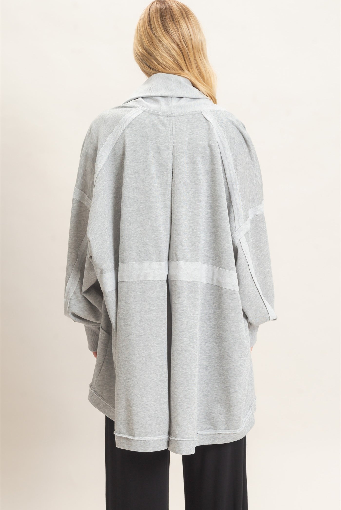 Wholesale Open Front Tie Waist Cardigan Cardigans HF26C778 HEATHER GRAY HYFVE