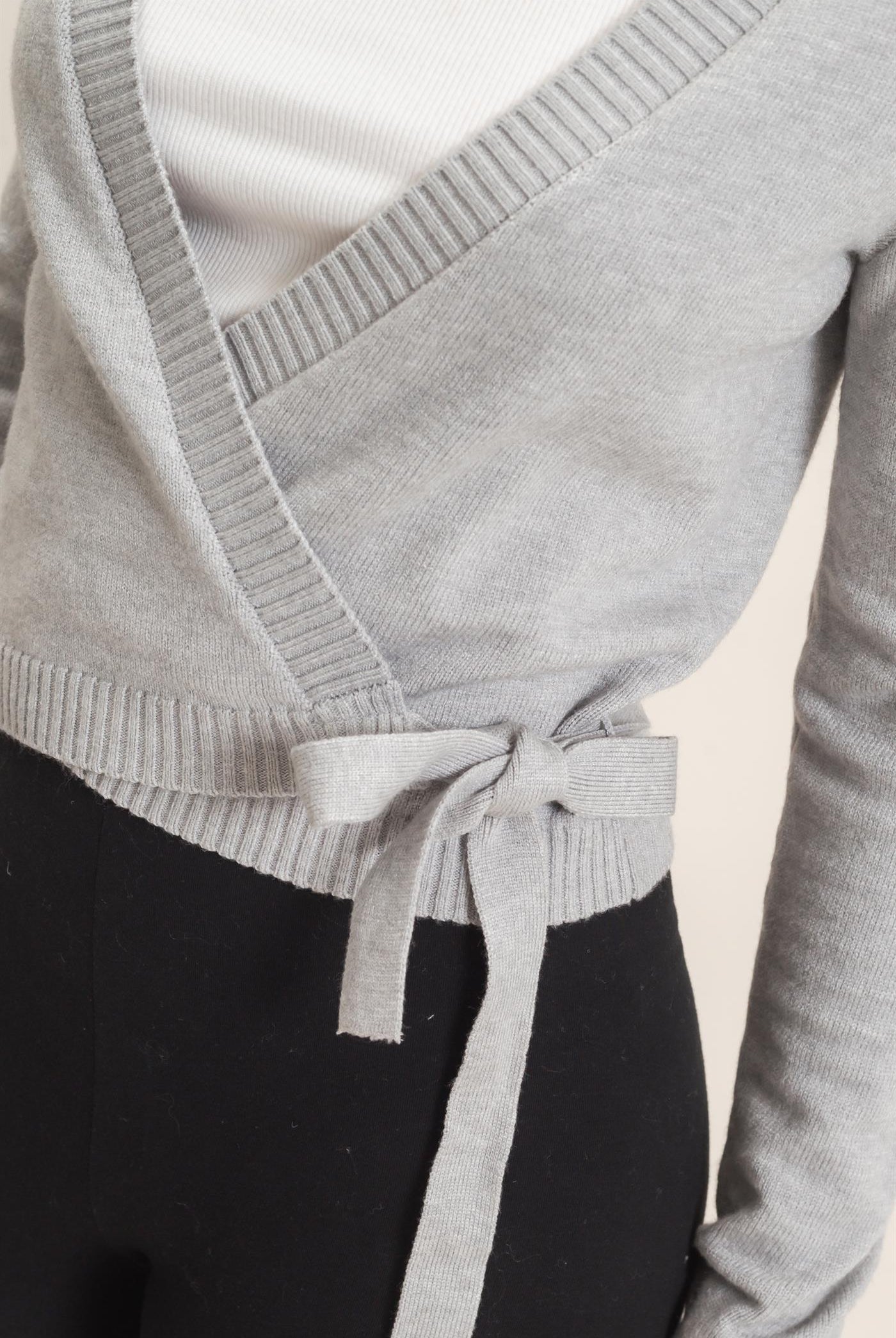 Wholesale Wrap Knit Cardigan Sweaters DZ26F393 HEATHER GRAY DOUBLE ZERO