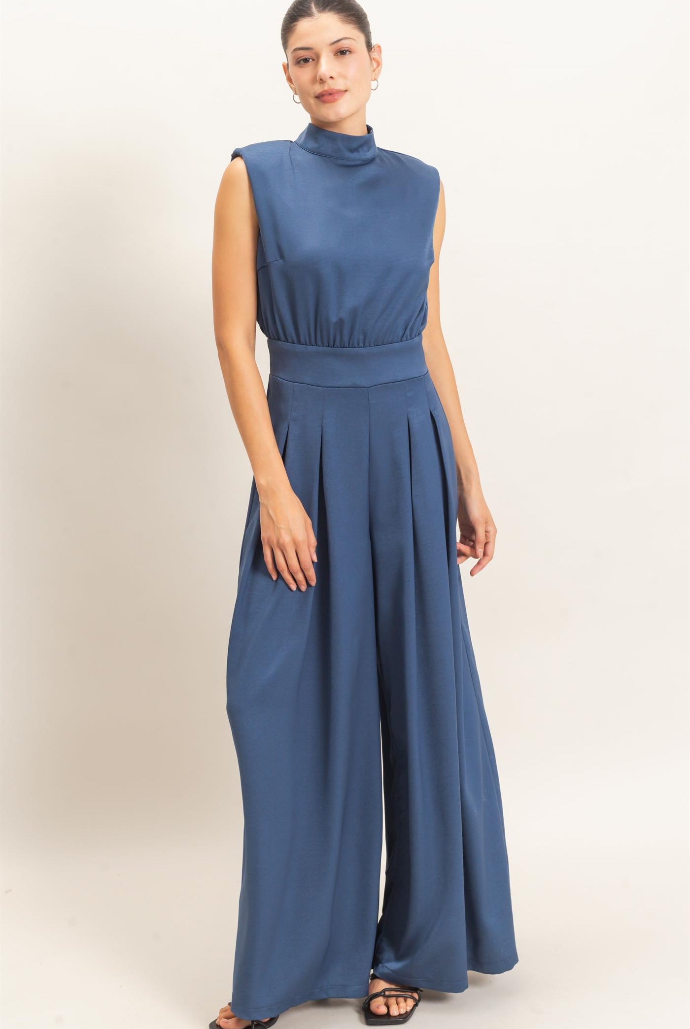 Wholesale Sleeveless Mock Neck Jumpsuit Clothing HF26F209-D MIDNIGHT BLUE HYFVE