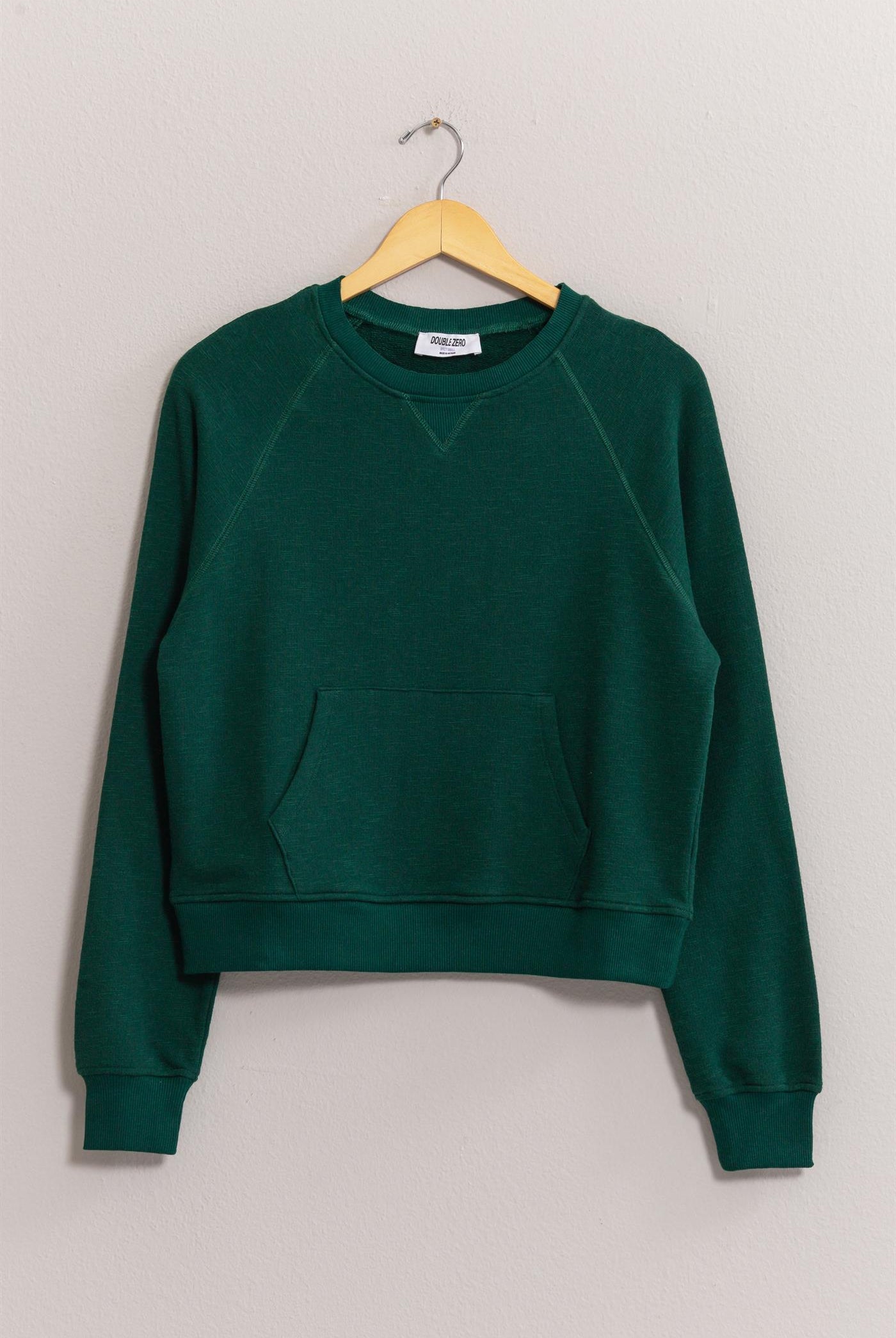 Wholesale Raglan Sleeve Pocket Sweatshirt Sweatshirts DZ24F992 DARK GREEN DOUBLE ZERO