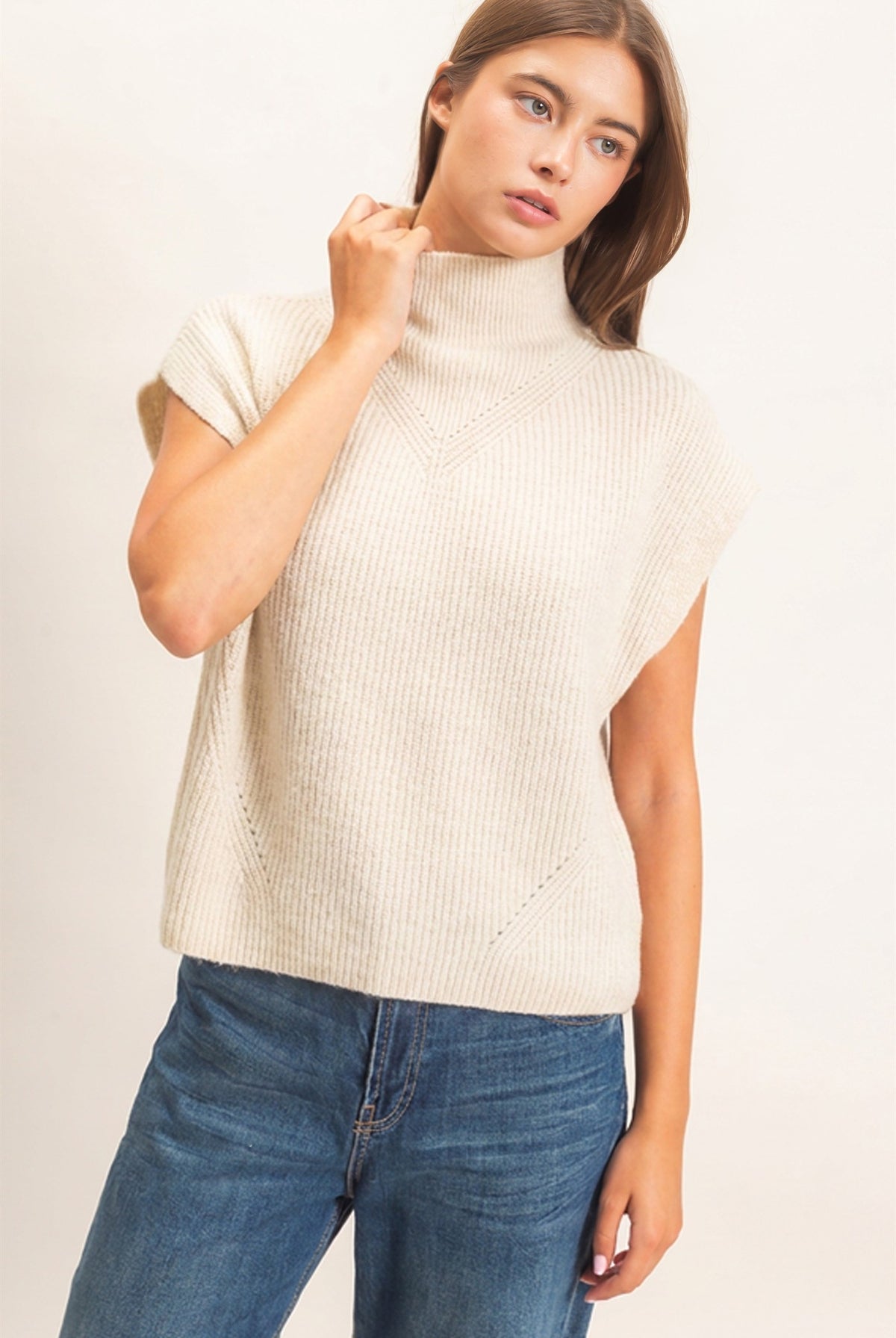 Wholesale Sleeveless High Neck Sweater Sweaters DZ26E295 ALPACA DOUBLE ZERO