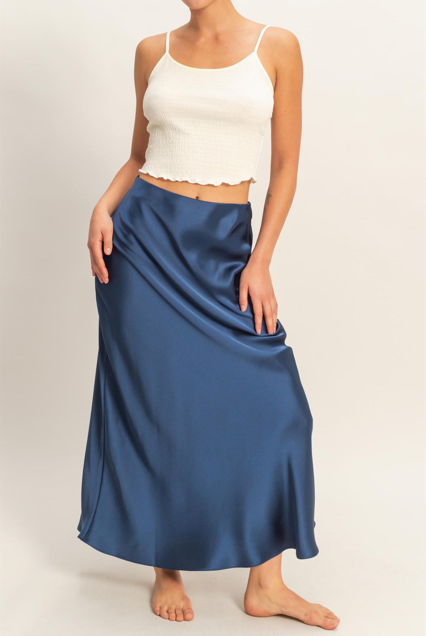 Wholesale Satin Maxi Skirt Skirts DZ26E274 NAVY DOUBLE ZERO