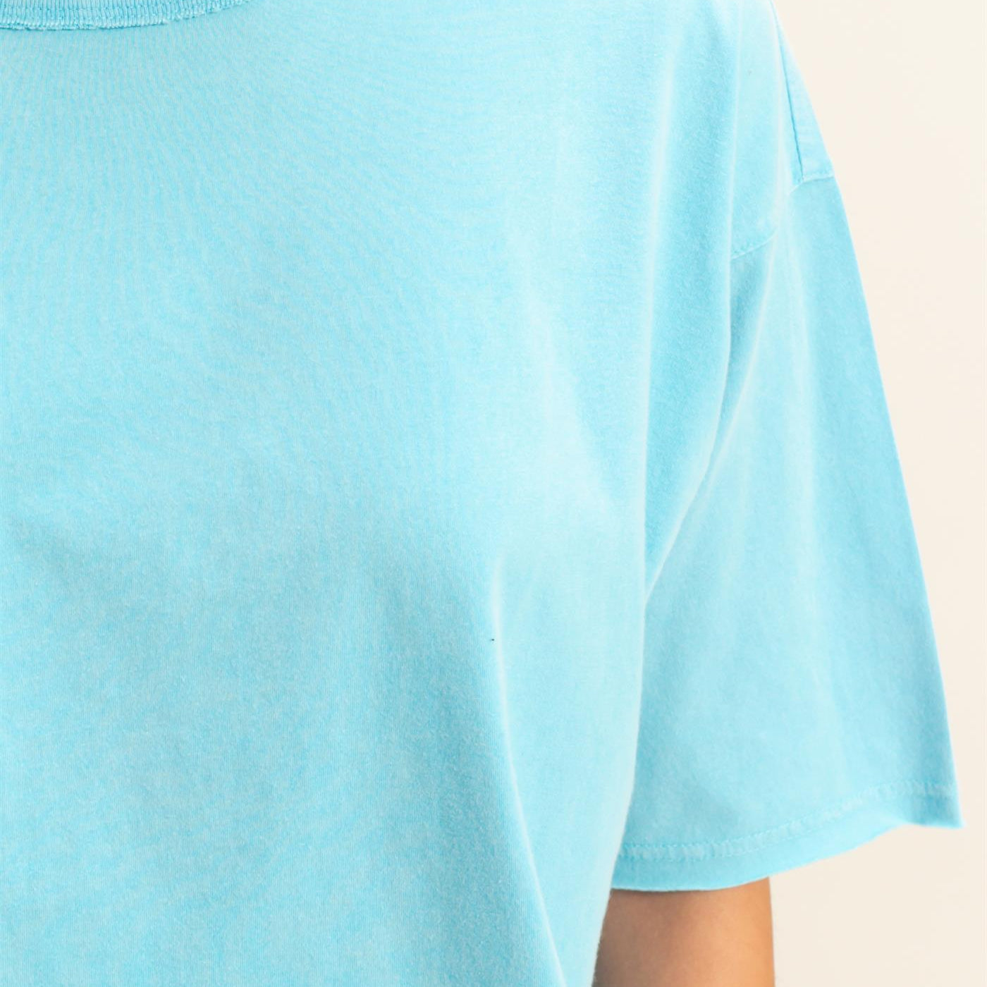 Wholesale Drop Shoulder Crew Neck Wide Fit Tee Clothing Tops DZ25A757 DUSTY INDIGO DOUBLE ZERO