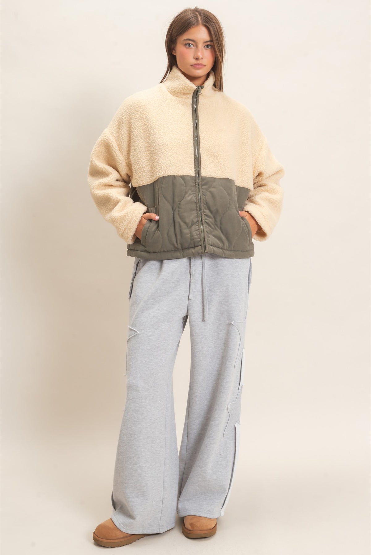 Wholesale French Terry Star Patch Sweatpants Pants DZ27A197 HEATHER GRAY DOUBLE ZERO